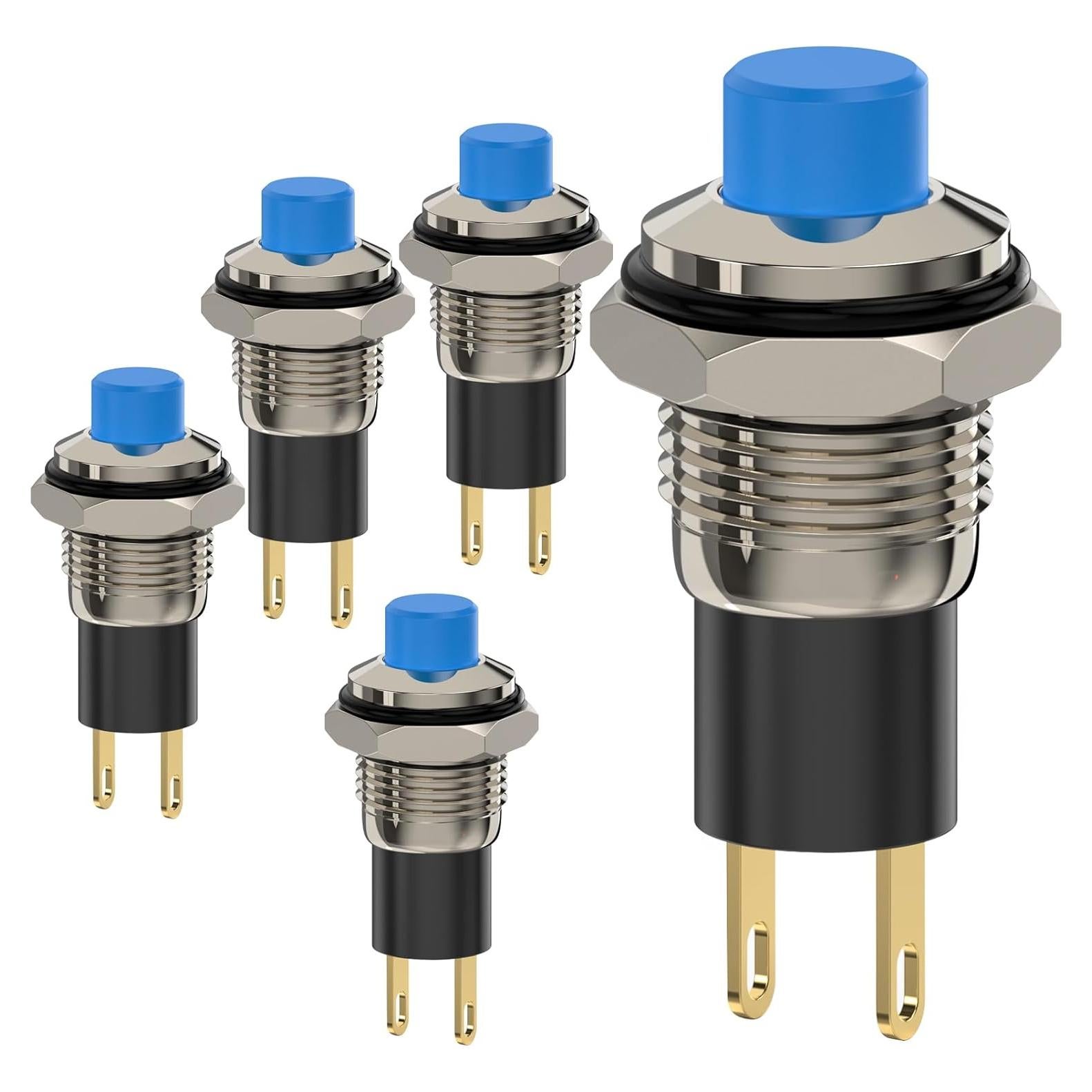 Interruptor de Botón DIYhz Auto-bloqueo 10mm DC24V Azul 5PCS