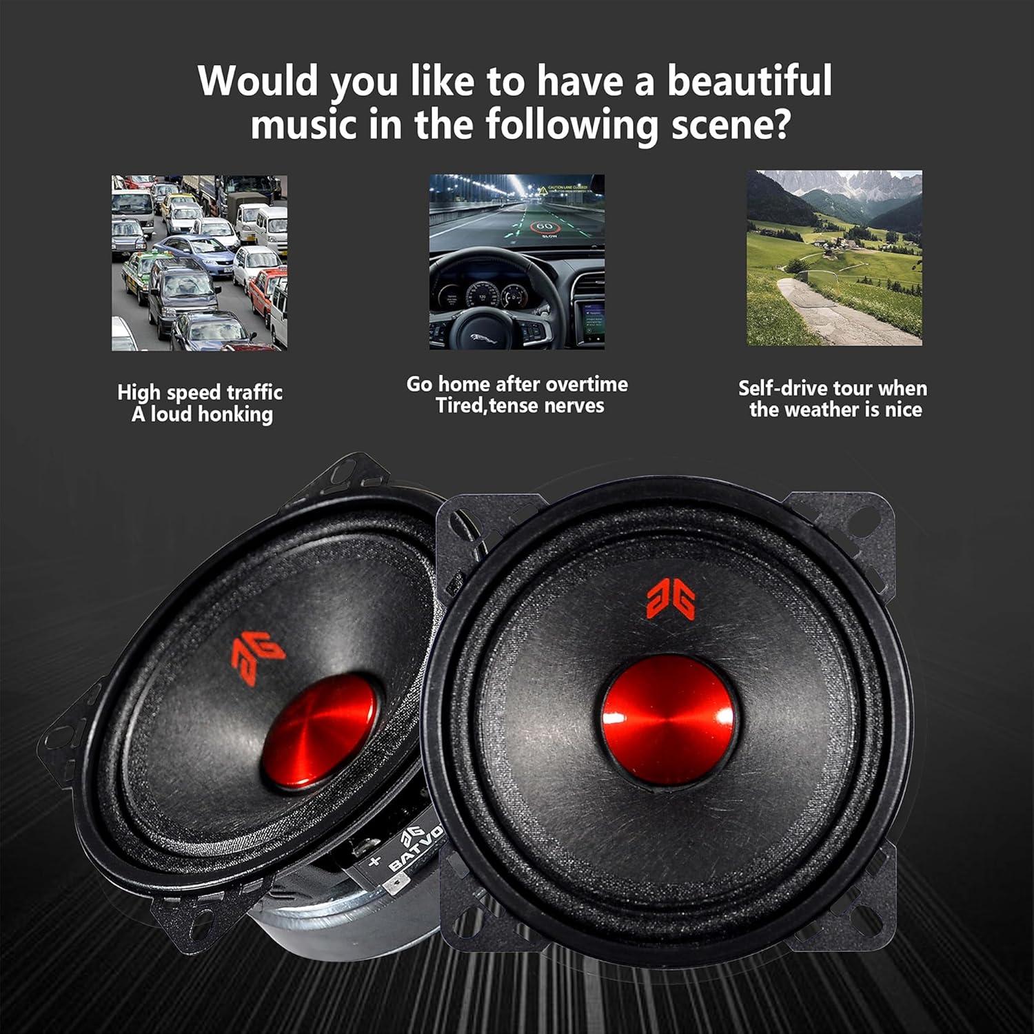 Altavoces Midrange GRTSKY MX40P1 de 10.16 cm 120W 4 Ohm Negro (2 Pzs)