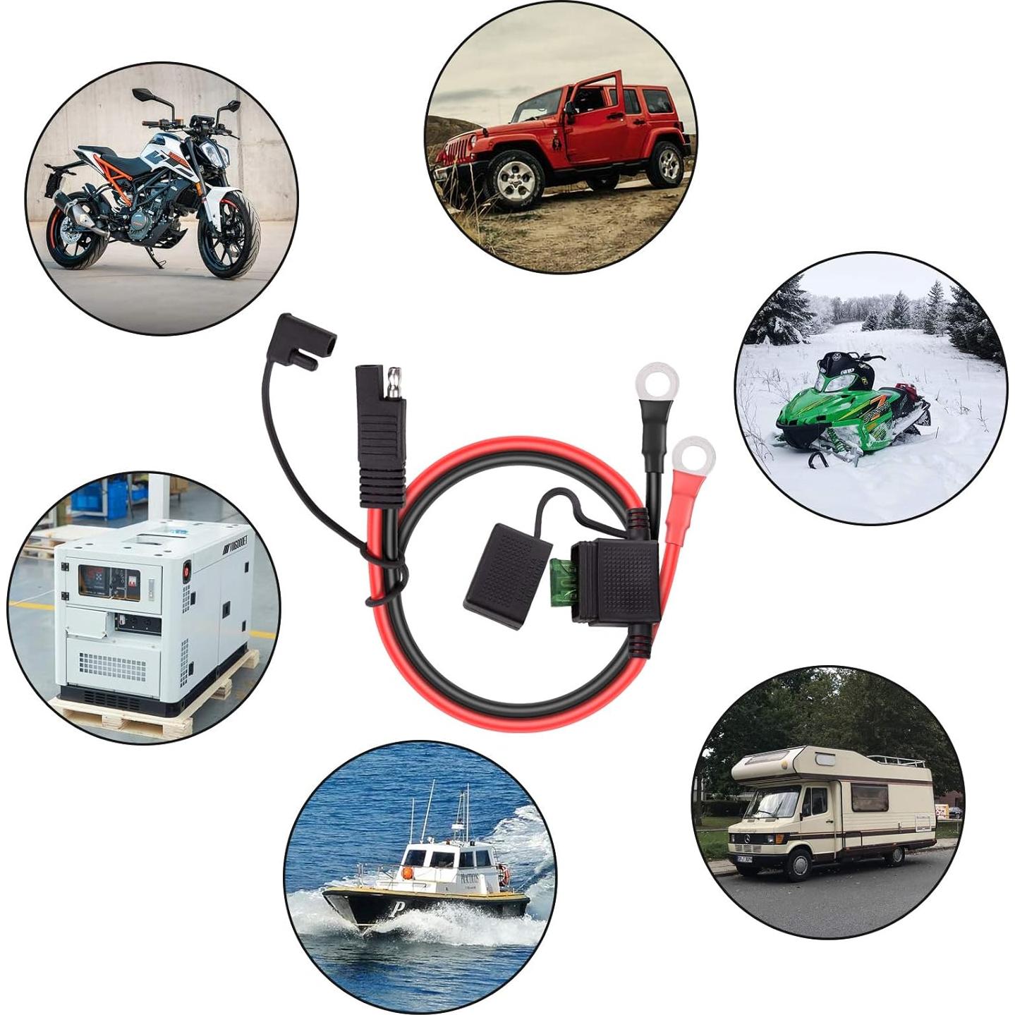 Conector de Batería SAE iGreely 10 AWG 60cm para Coche y Moto