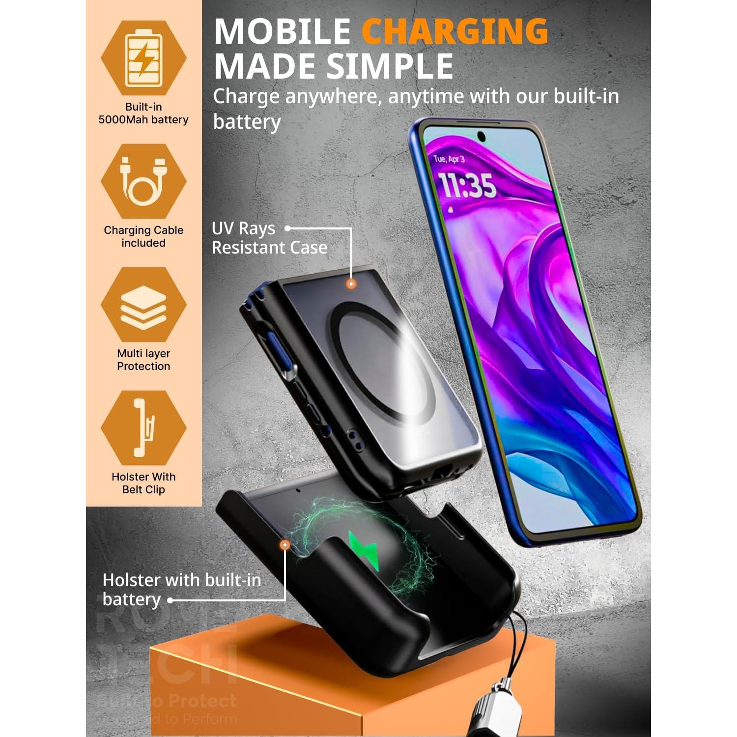 Funda de Batería 4000mAh para Motorola Razr 50 Ultra - Transparente