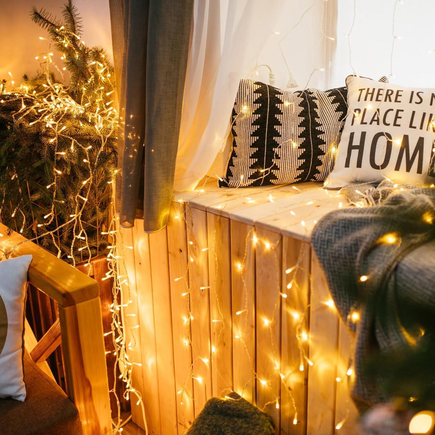 Luces de Cuerda de Navidad KNONEW 15.24m 150LED Blanco Cálido