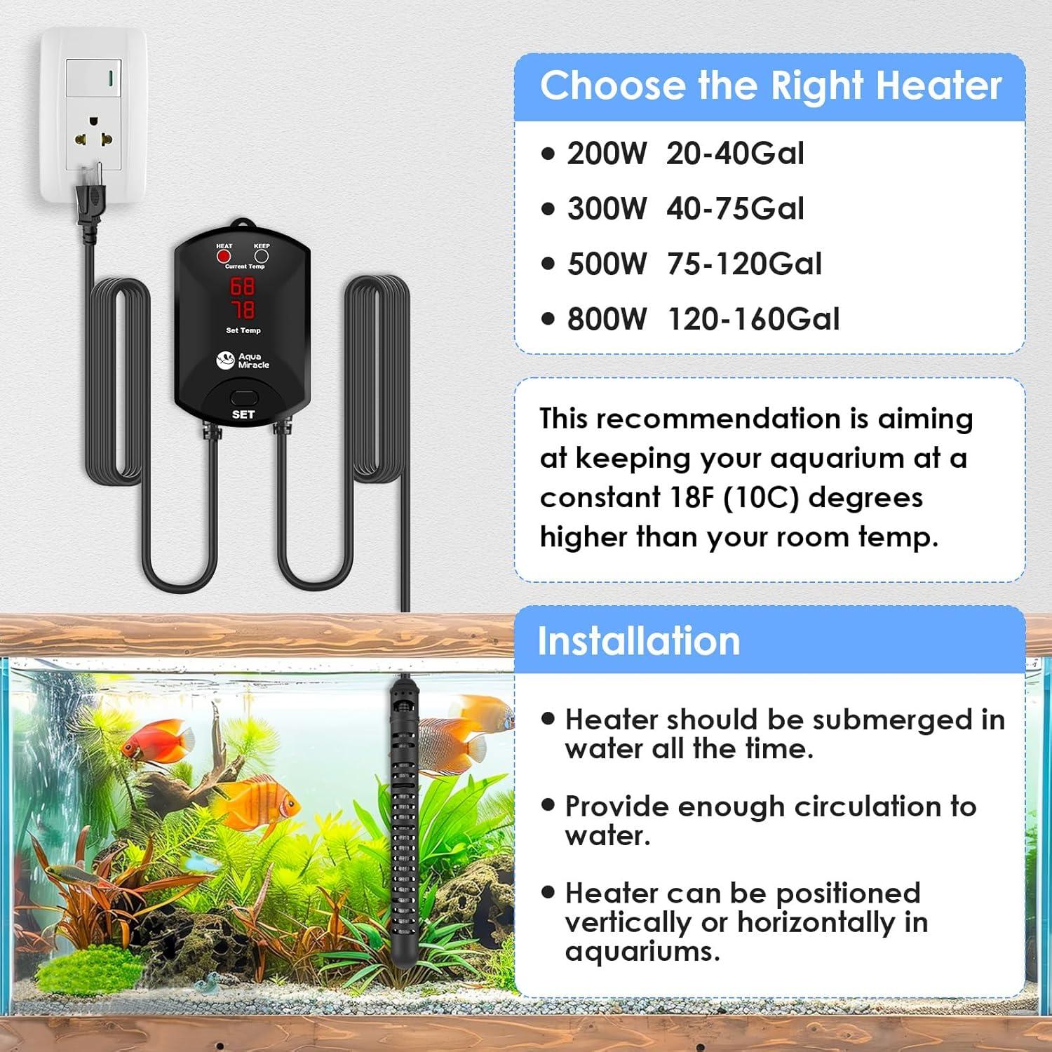Calentador de Acuario AquaMiracle 200W con Termostato Digital