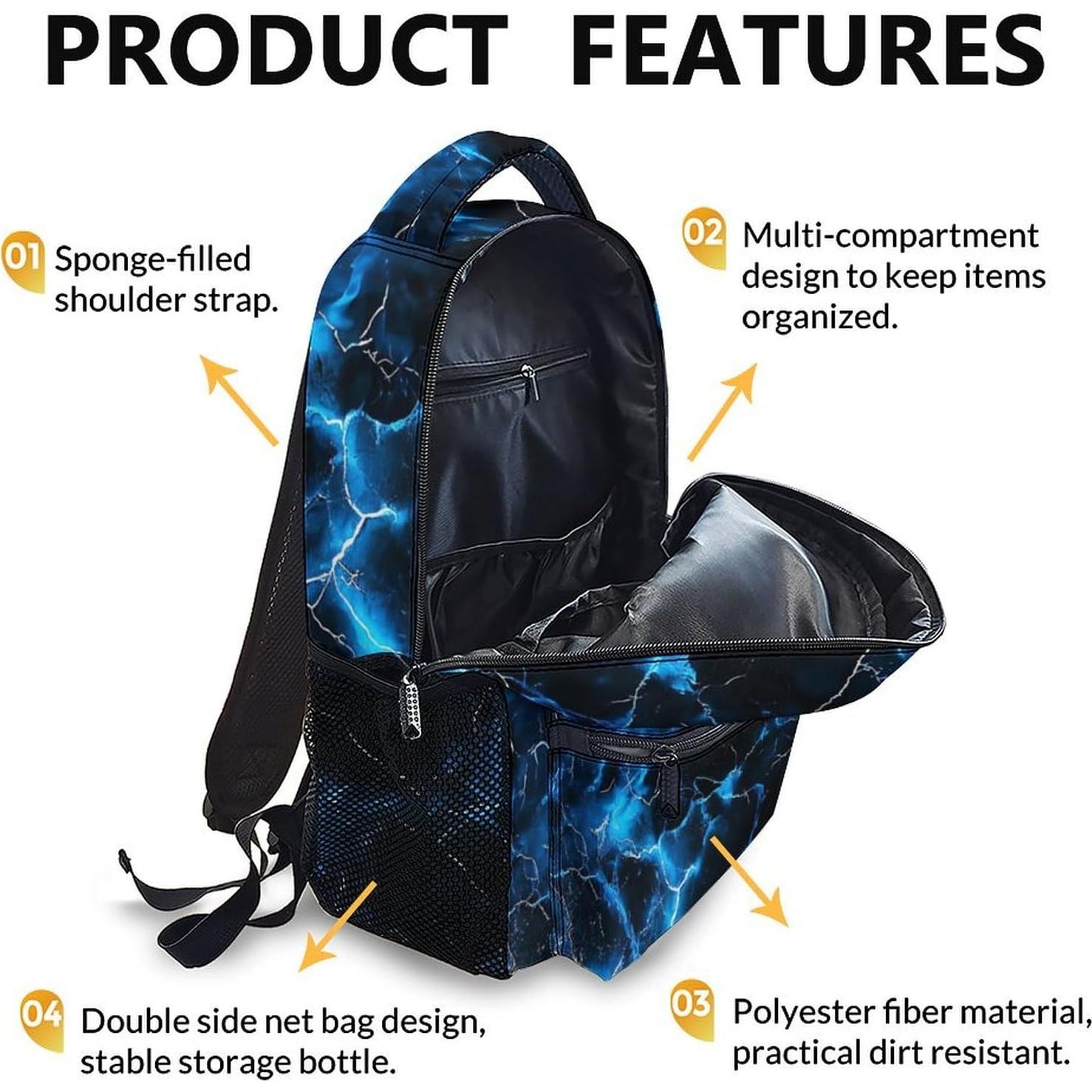 Mochila Escolar Colorida Azul 30.5x13.7x43.2cm Niños