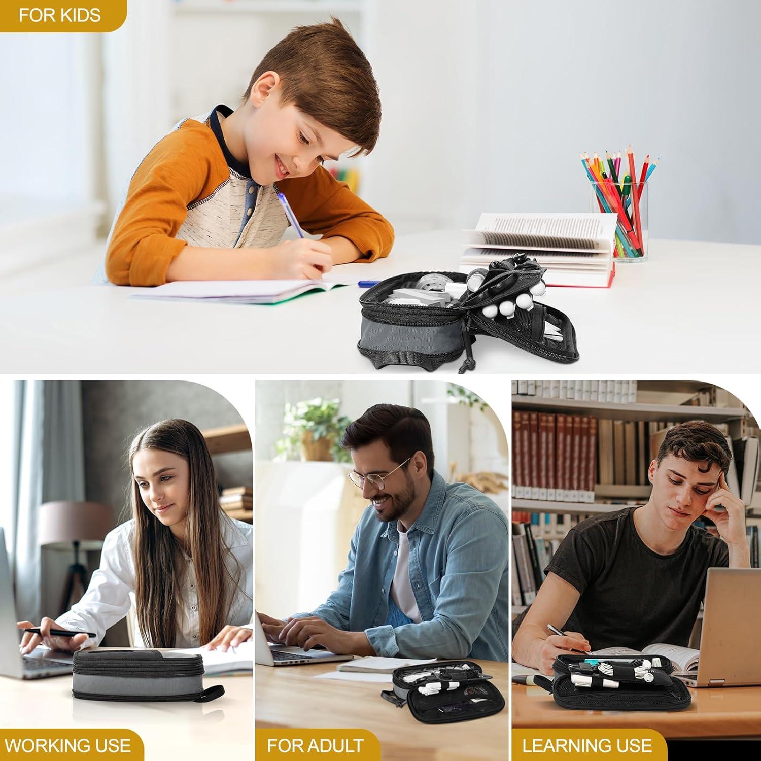 Estuche de Lápiz OneTigris QBH01-GY Gris - Organizador Escolar