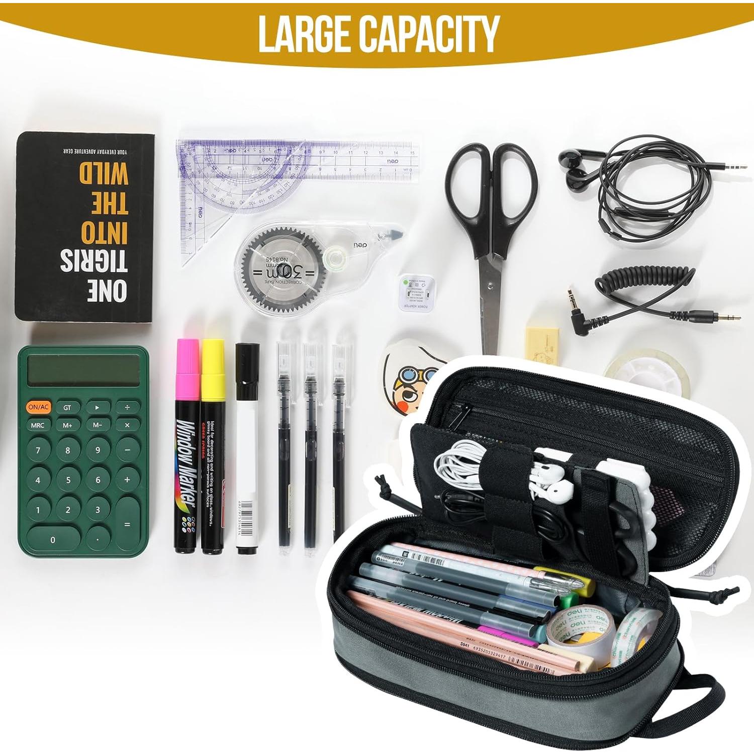 Estuche de Lápiz OneTigris QBH01-GY Gris - Organizador Escolar