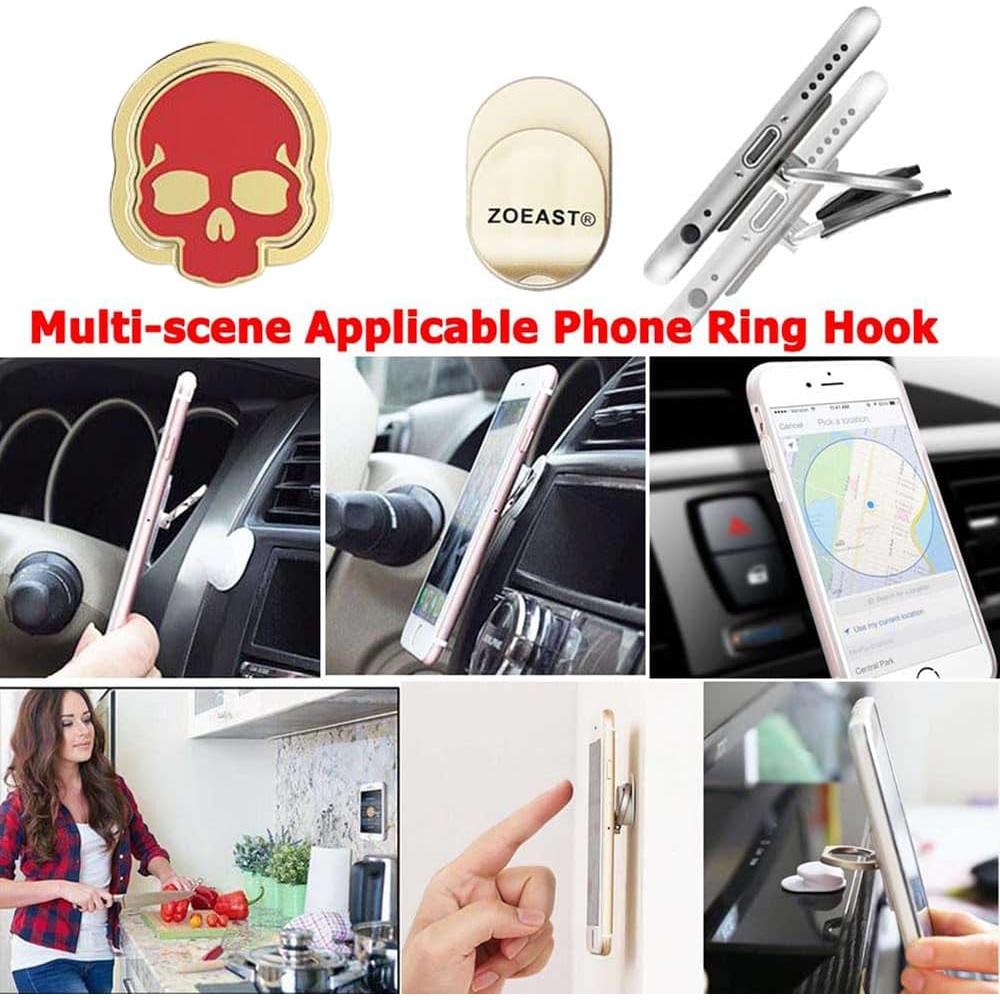Soporte Anillo para Teléfono ZOEAST 3PCS Ajustable 360° Calavera