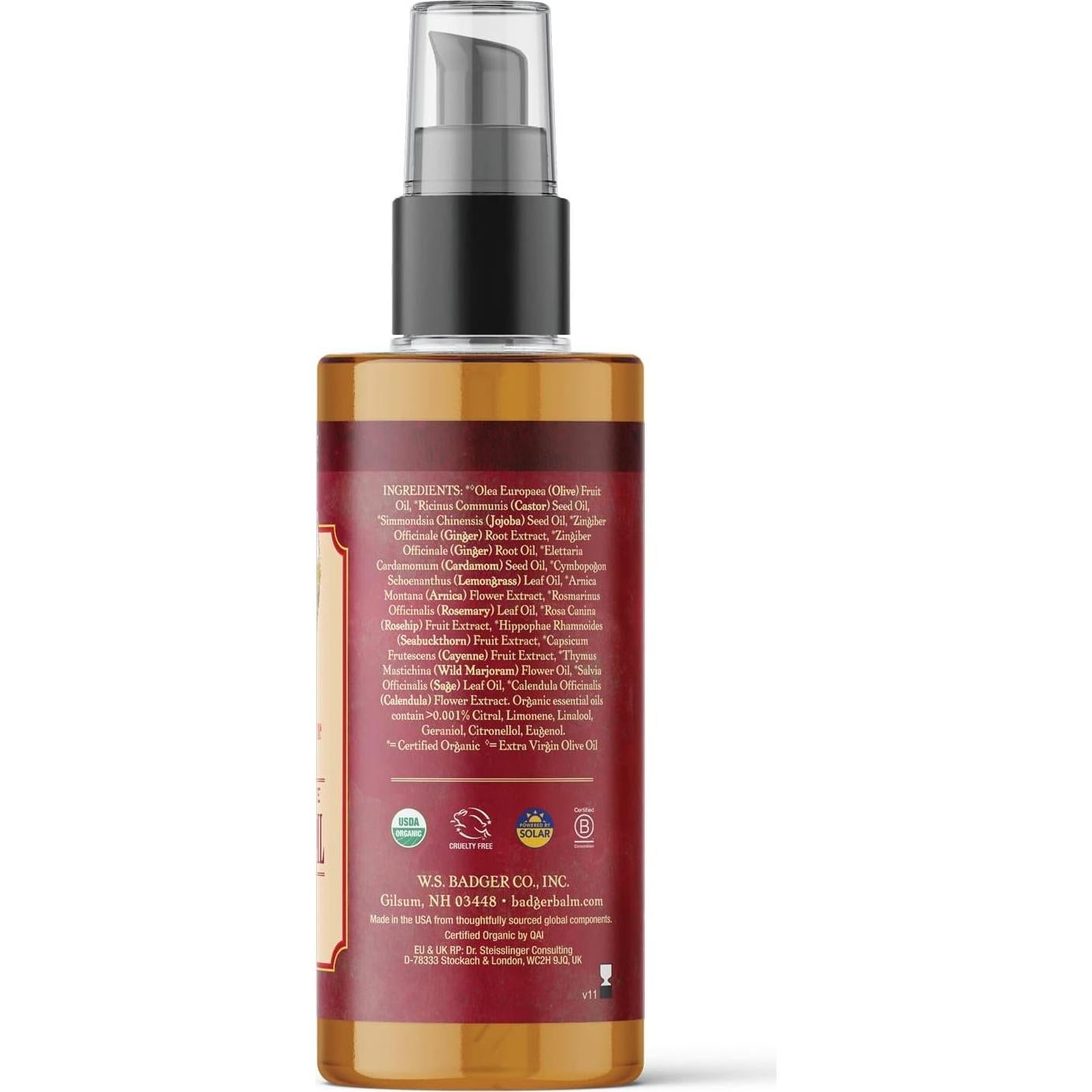 Aceite de Masaje Badger 100% Orgánico Jengibre 118 ml