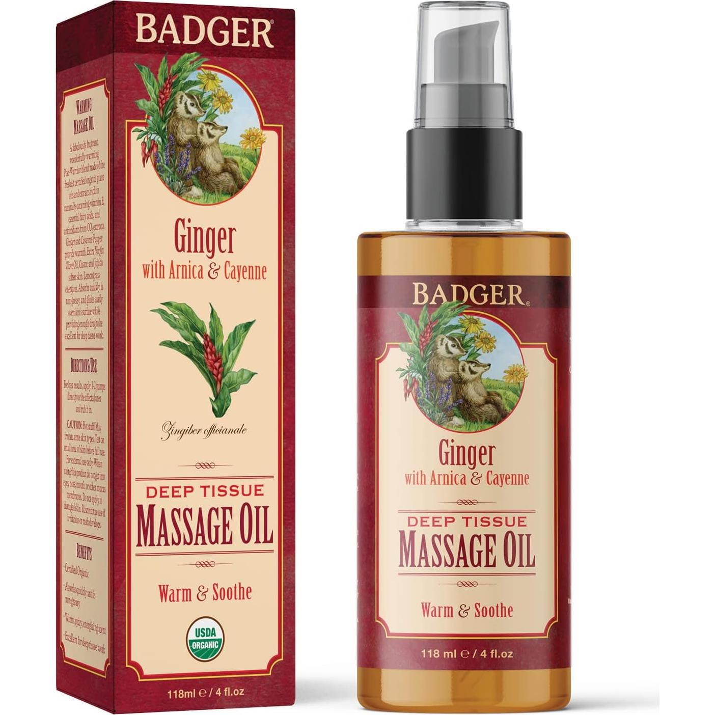 Aceite de Masaje Badger 100% Orgánico Jengibre 118 ml
