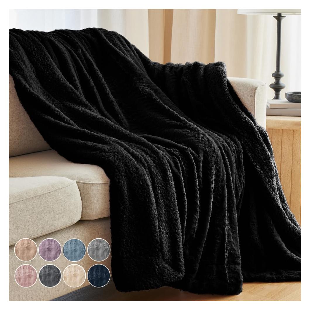 Manta de Lanzamiento The Connecticut Home Co 165x127 cm Negra