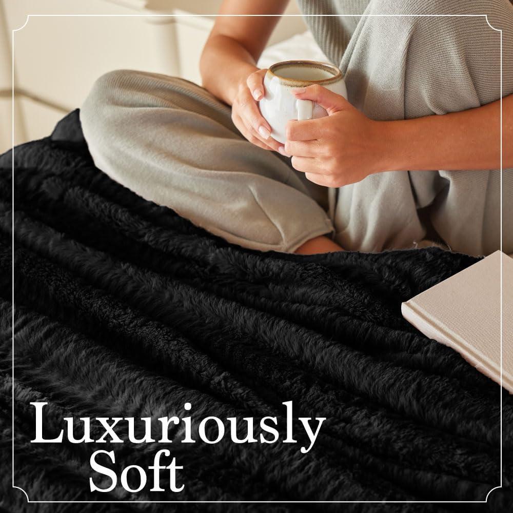 Manta de Lanzamiento The Connecticut Home Co 165x127 cm Negra