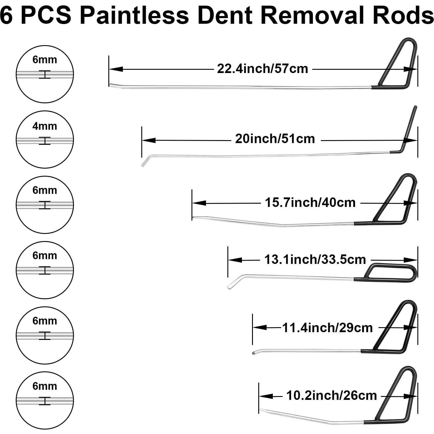 Barras de Reparación de Abolladuras ROADGIVE 6 Piezas