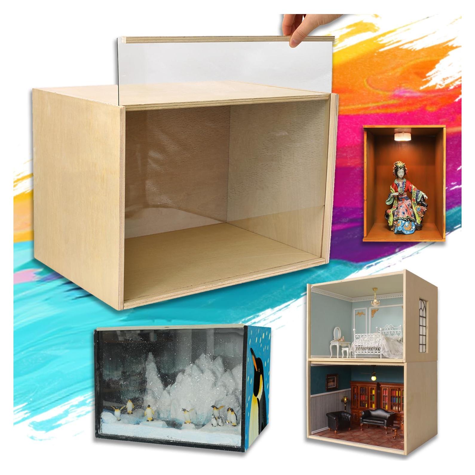 Caja de Diorama de Madera iLAND 39.9x27.9x27.9cm para Miniaturas