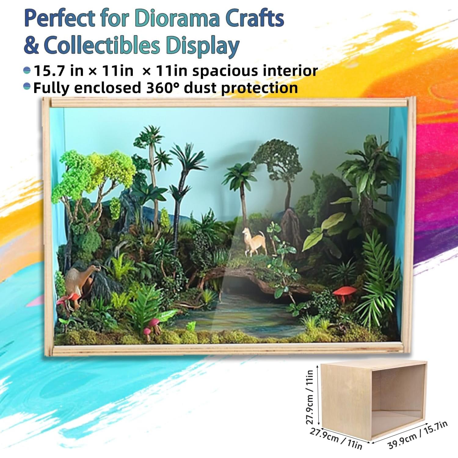 Caja de Diorama de Madera iLAND 39.9x27.9x27.9cm para Miniaturas