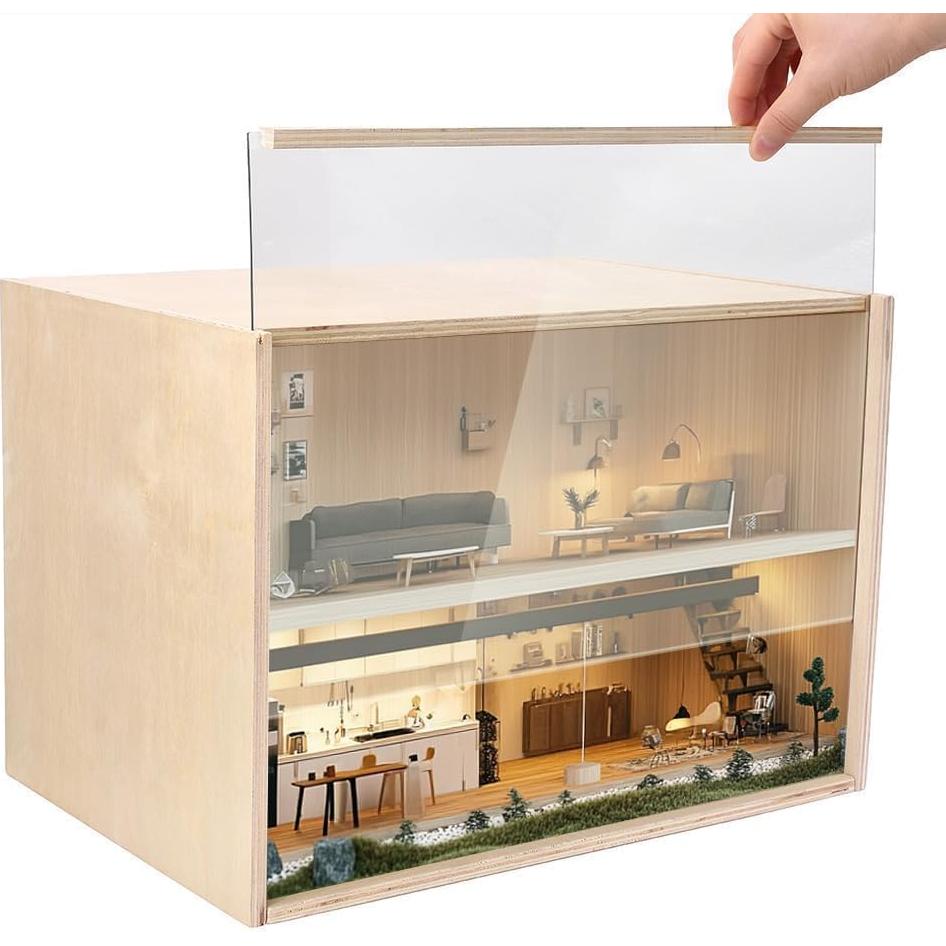 Caja de Diorama de Madera iLAND 39.9x27.9x27.9cm para Miniaturas