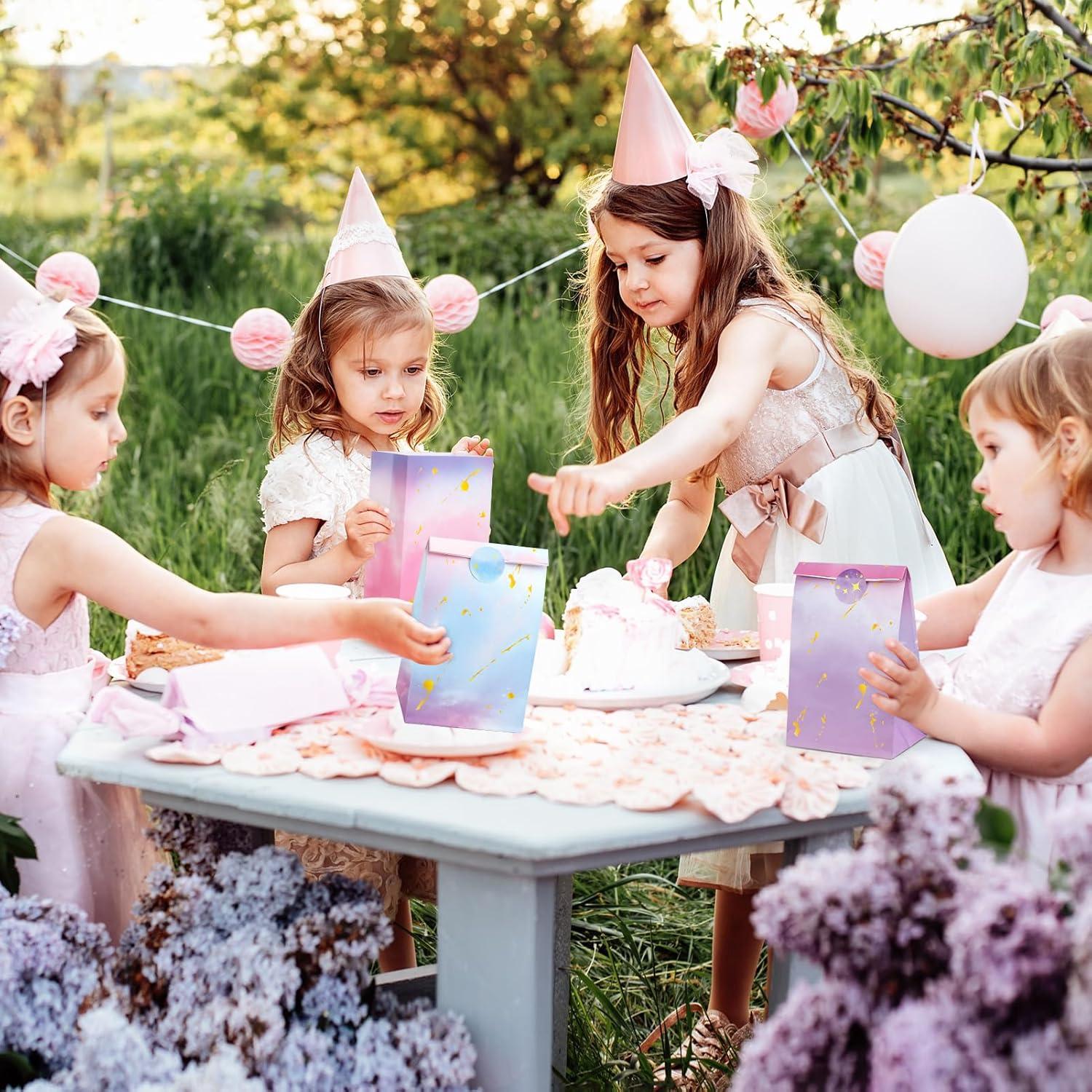 Bolsas de Fiesta Tie Dye HEJIN 30PCS con Stickers - Rosa y Púrpura