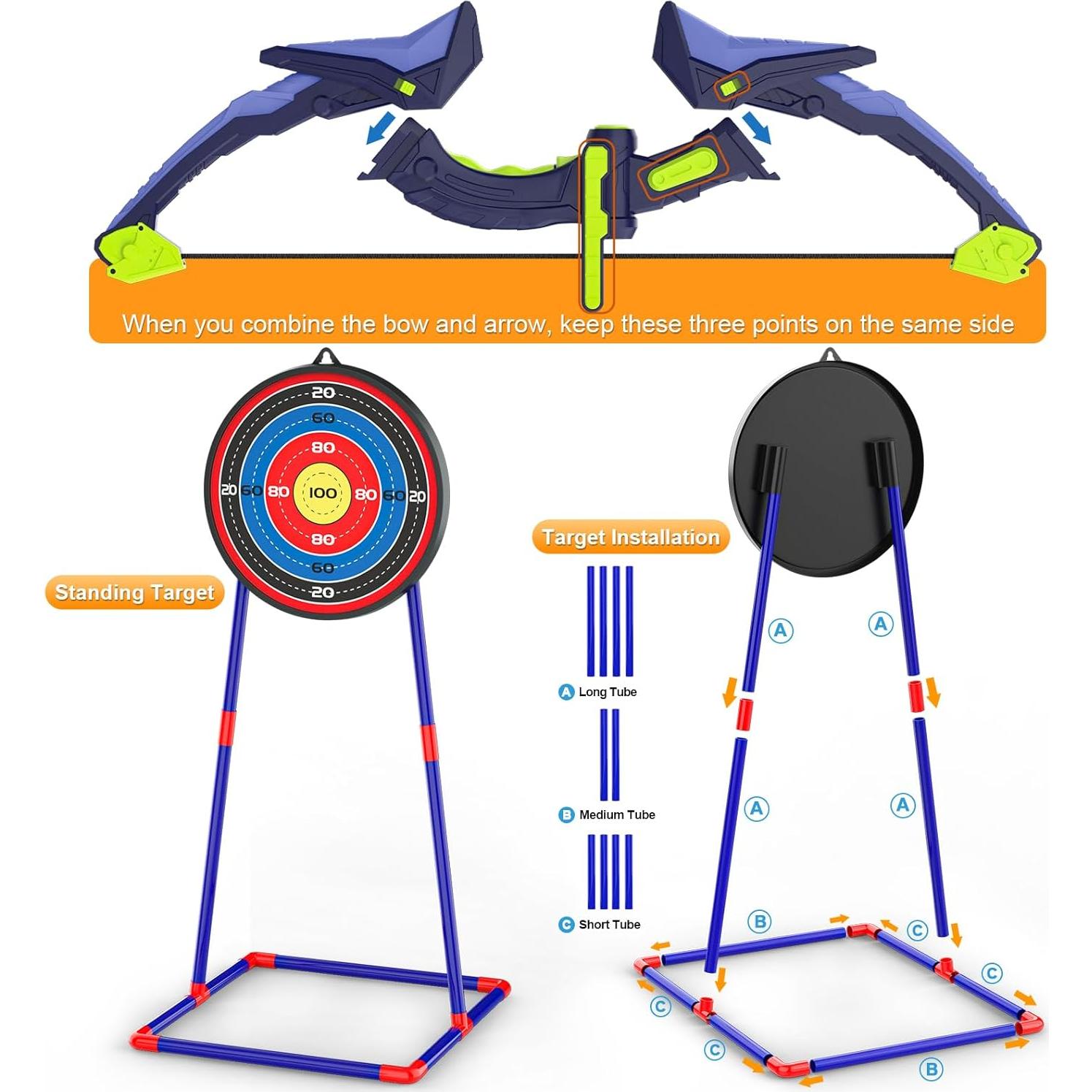 Juego de Arco y Flecha Iluminado Ocditikl 2 Arcos 14 Flechas