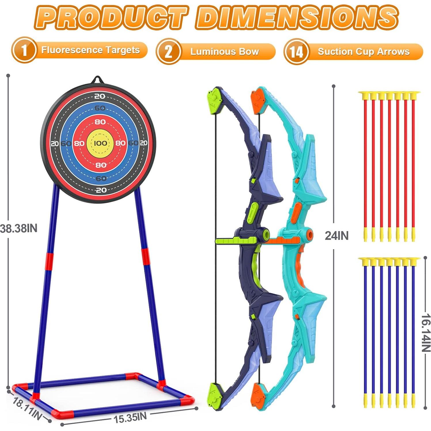 Juego de Arco y Flecha Iluminado Ocditikl 2 Arcos 14 Flechas