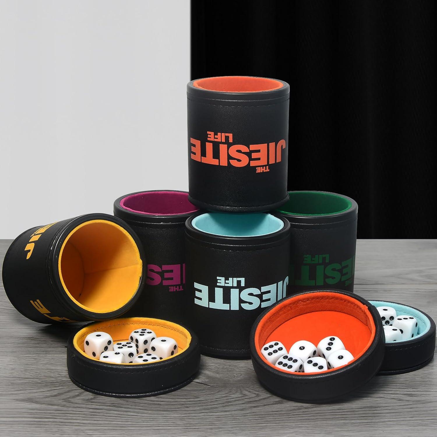 Juego de Tazas de Dados de Cuero JIESITE con 30 Dados y Estuche