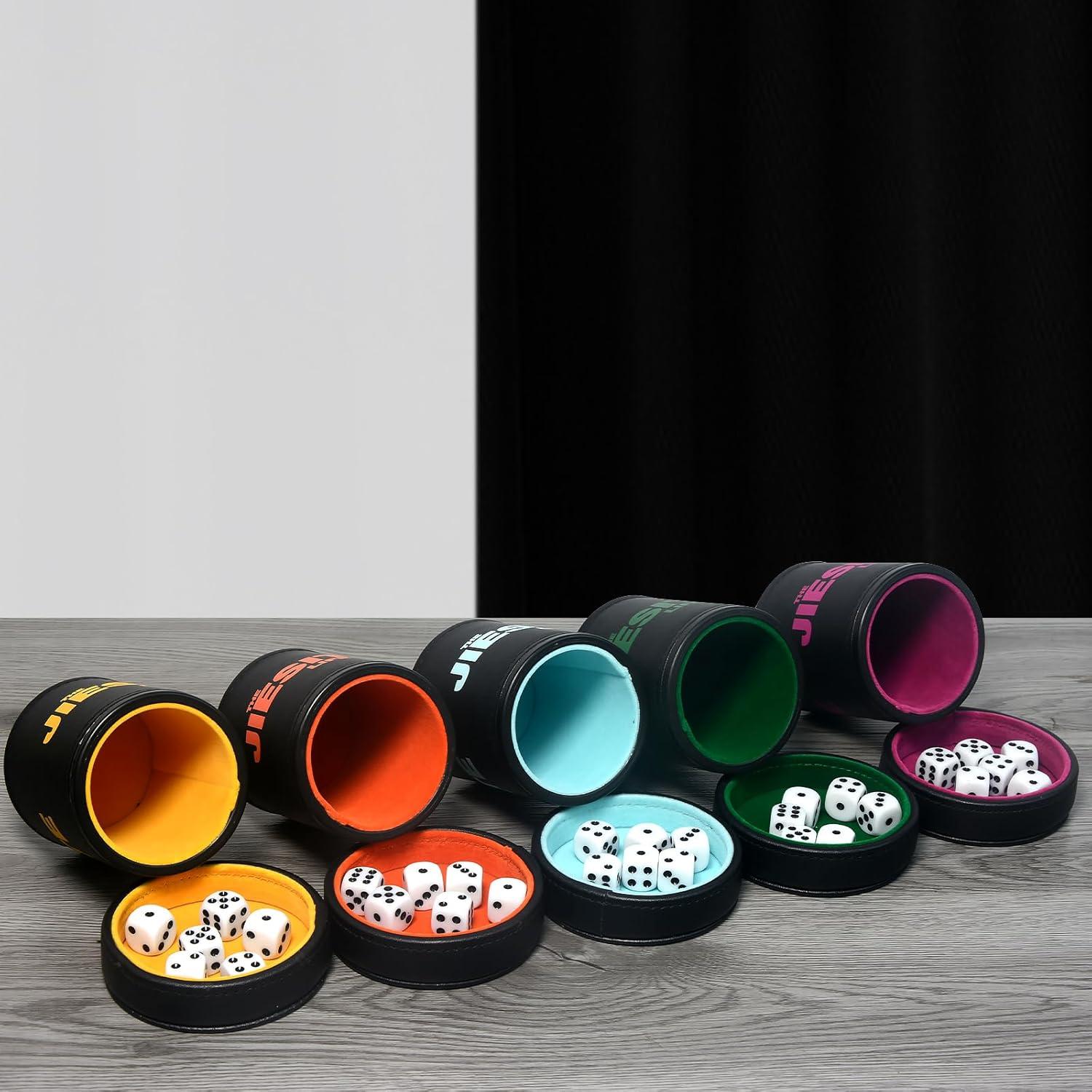 Juego de Tazas de Dados de Cuero JIESITE con 30 Dados y Estuche