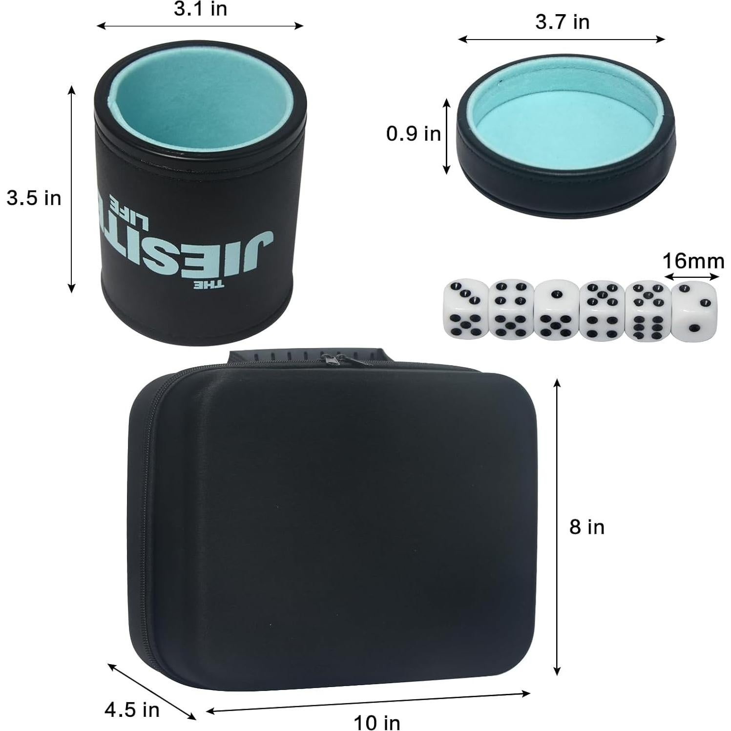 Juego de Tazas de Dados de Cuero JIESITE con 30 Dados y Estuche