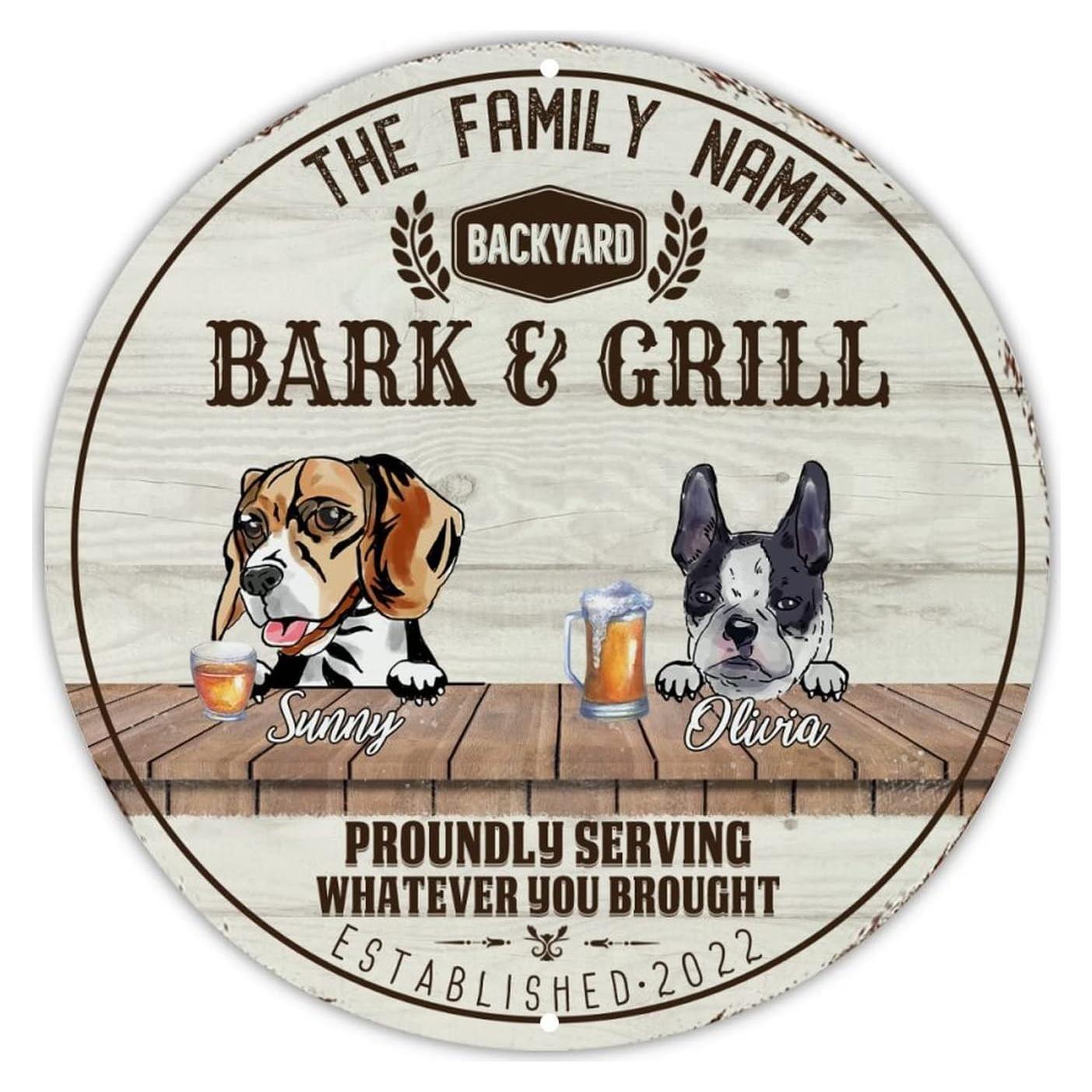 Señal de Metal Personalizada Beagle y Boston Terrier 23x23cm