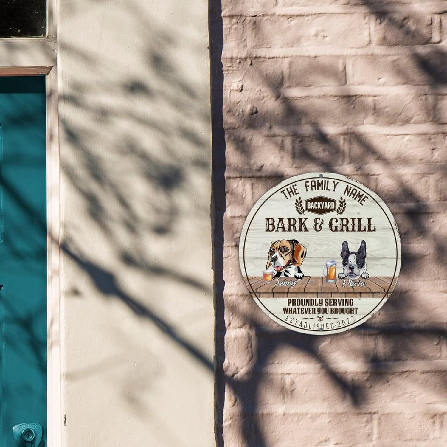 Señal de Metal Personalizada Beagle y Boston Terrier 23x23cm