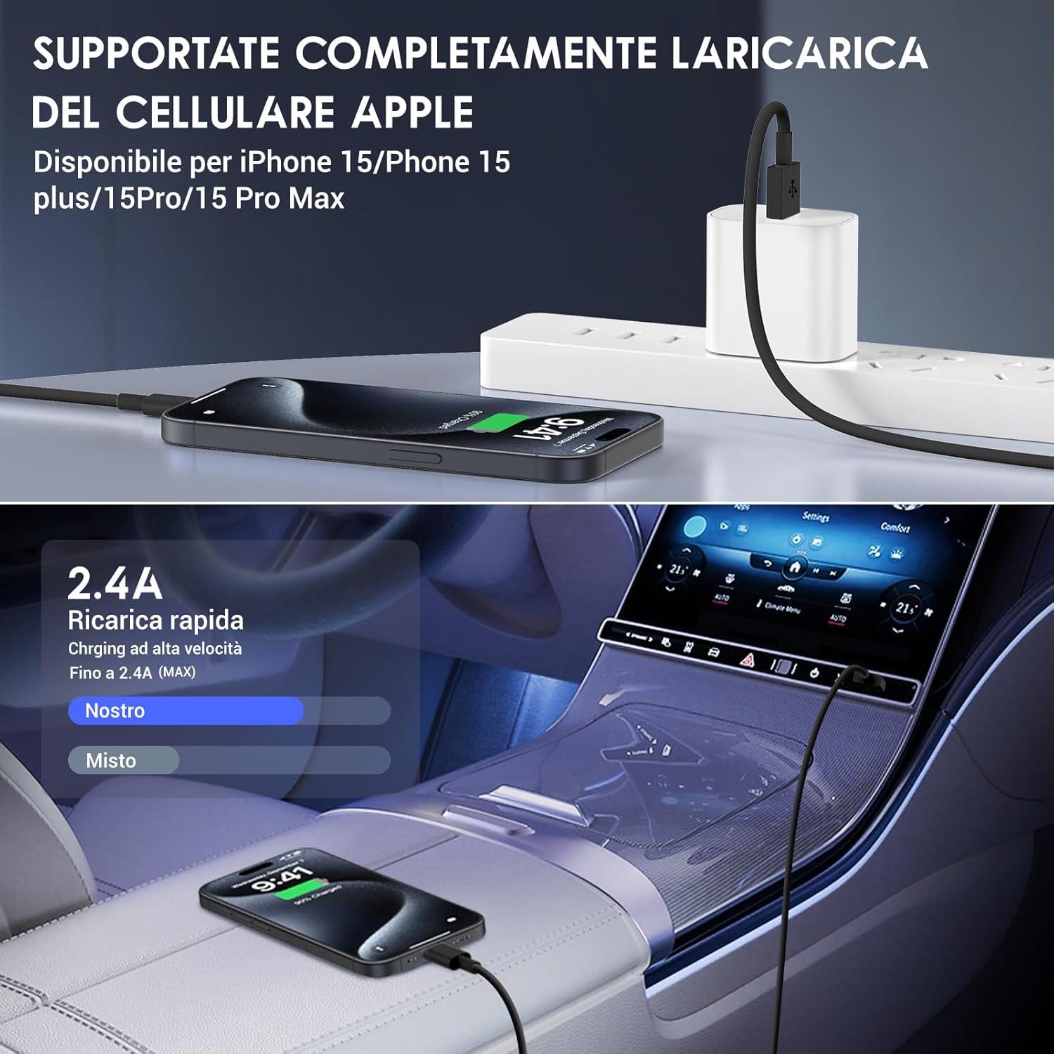 Cable USB A a C QZIIW 0.91m Carga Rápida 4 Pack iPhone 15/16