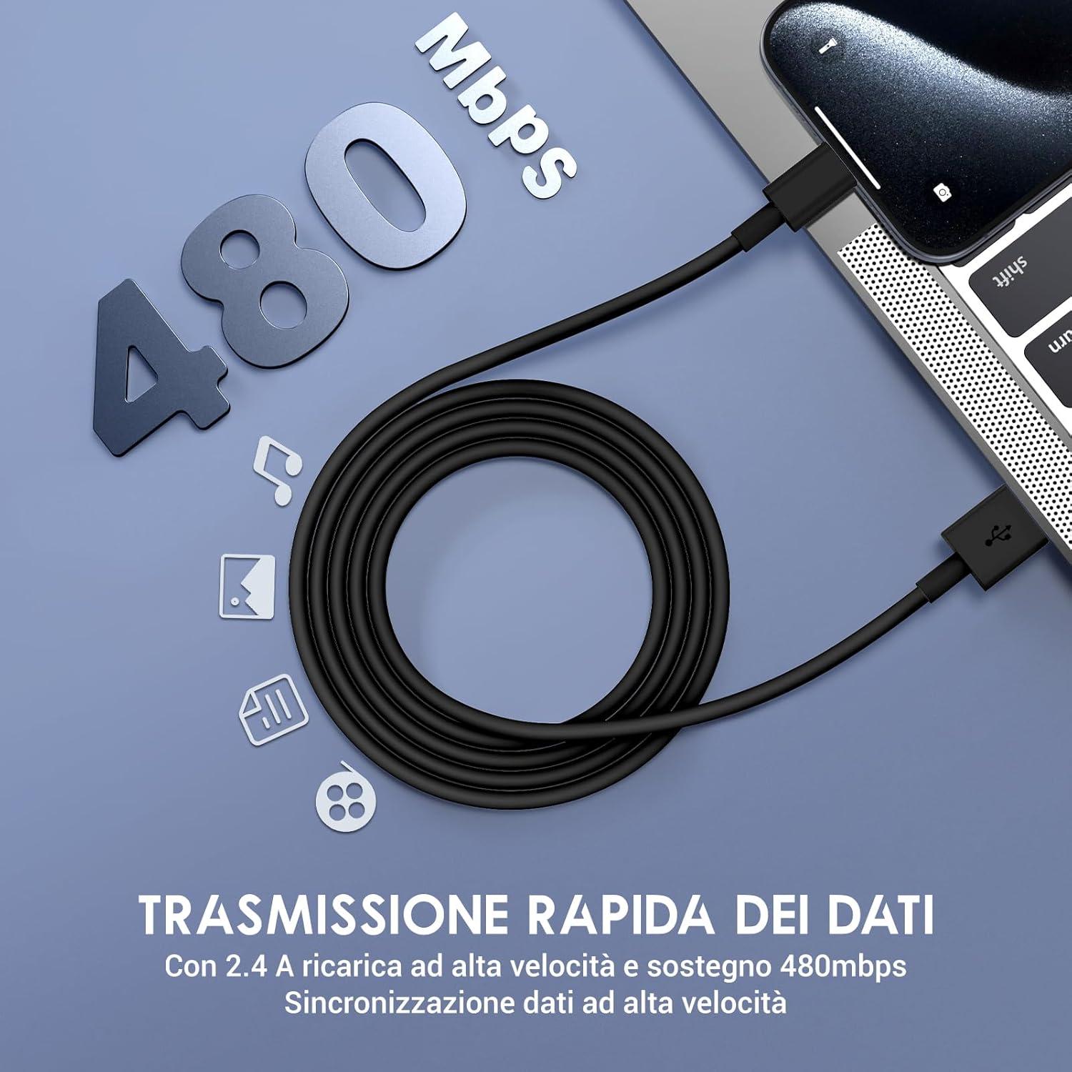 Cable USB A a C QZIIW 0.91m Carga Rápida 4 Pack iPhone 15/16