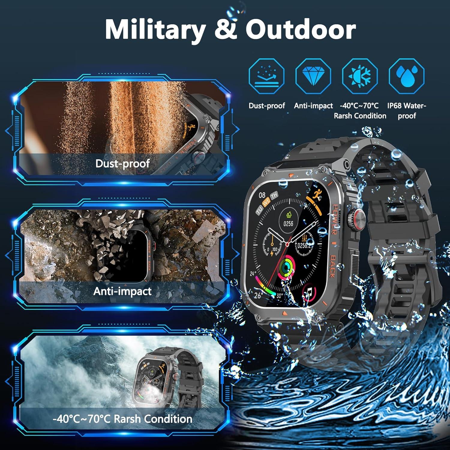 Reloj Inteligente Militar JnJnhkta P69 GPS Negro con Salud