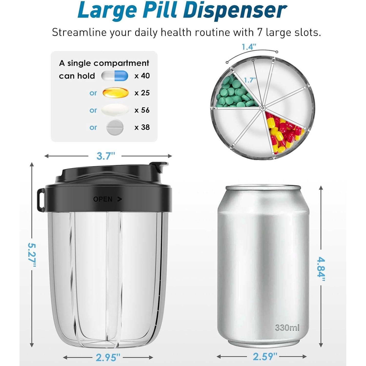 Dispensador de Pastillas NAVIKIA 7 Compartimentos Negro