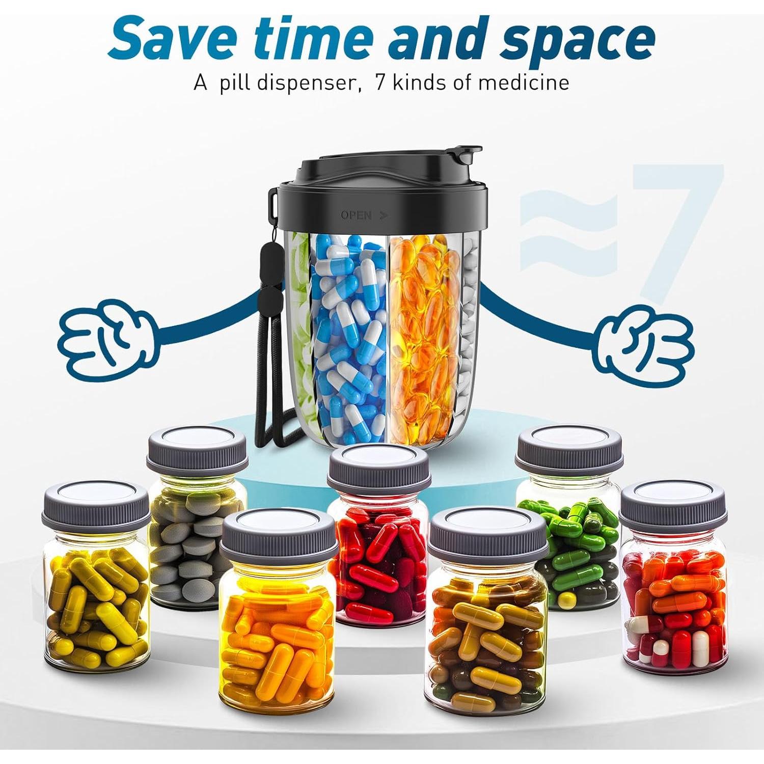 Dispensador de Pastillas NAVIKIA 7 Compartimentos Negro