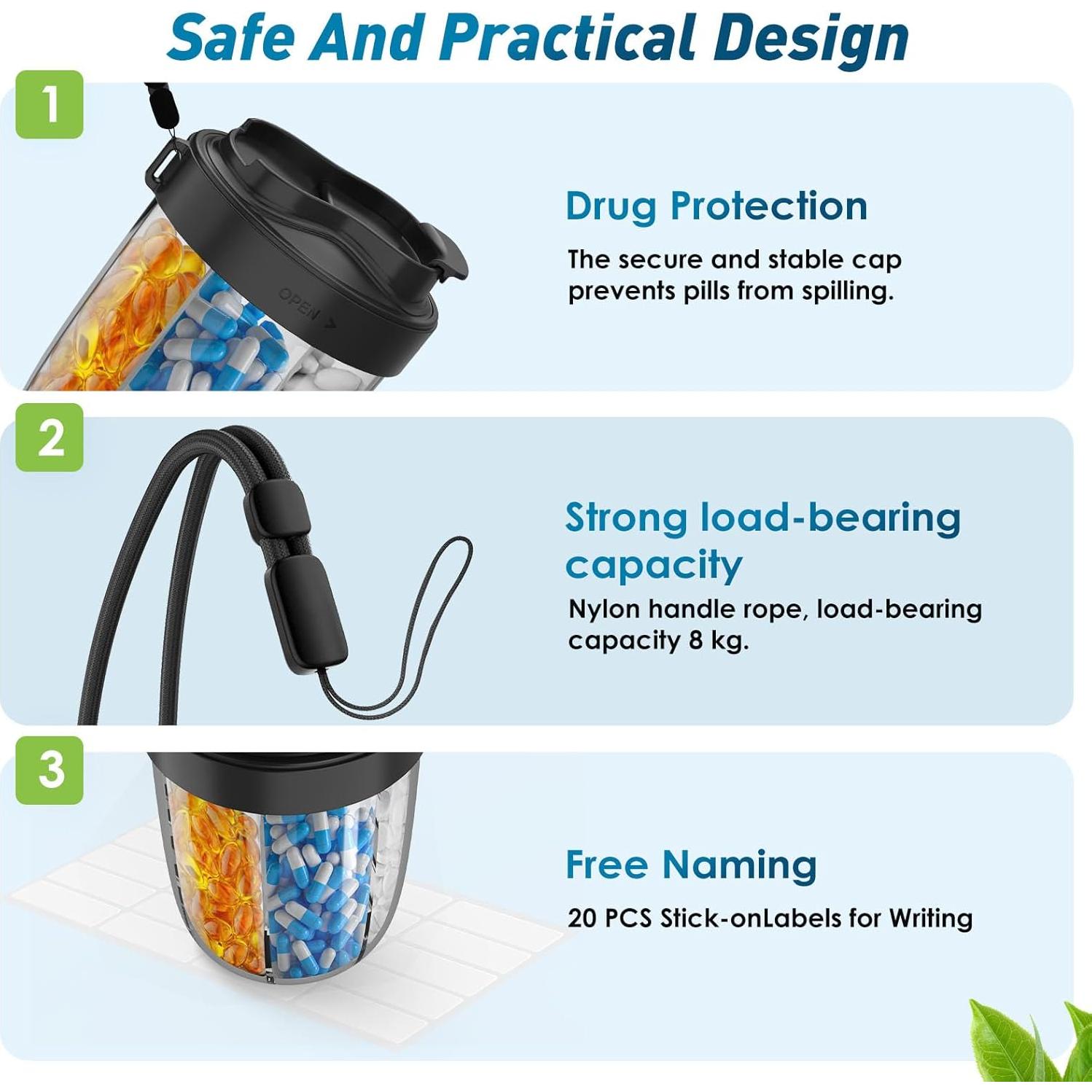 Dispensador de Pastillas NAVIKIA 7 Compartimentos Negro