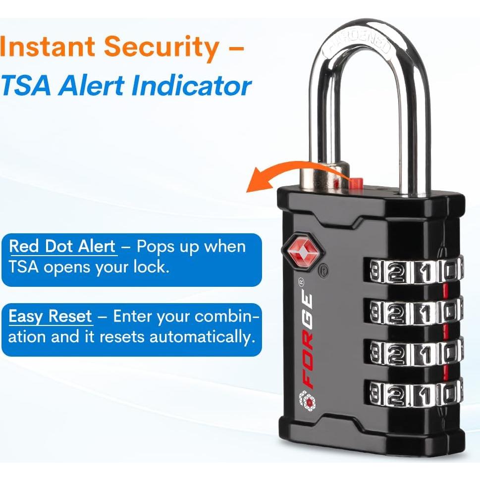 Candado de Combinación TSA Forge 4 Dígitos Negro 1 Unidad