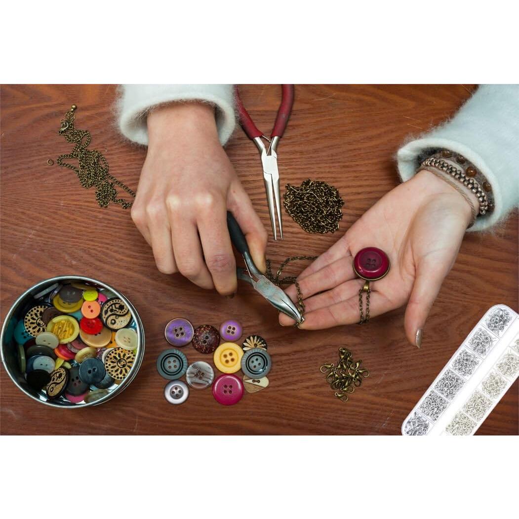 Anezus Kit de Anillas de Salto y Alicates 1200 Piezas Plata