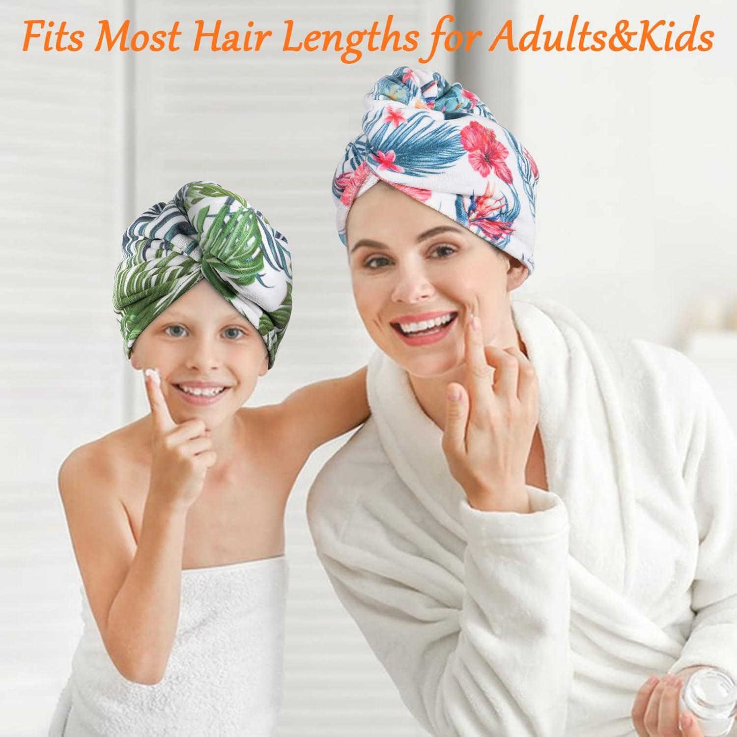 Toalla de Microfibra para Cabello AuroTrends 2Pack Floral y Palmas