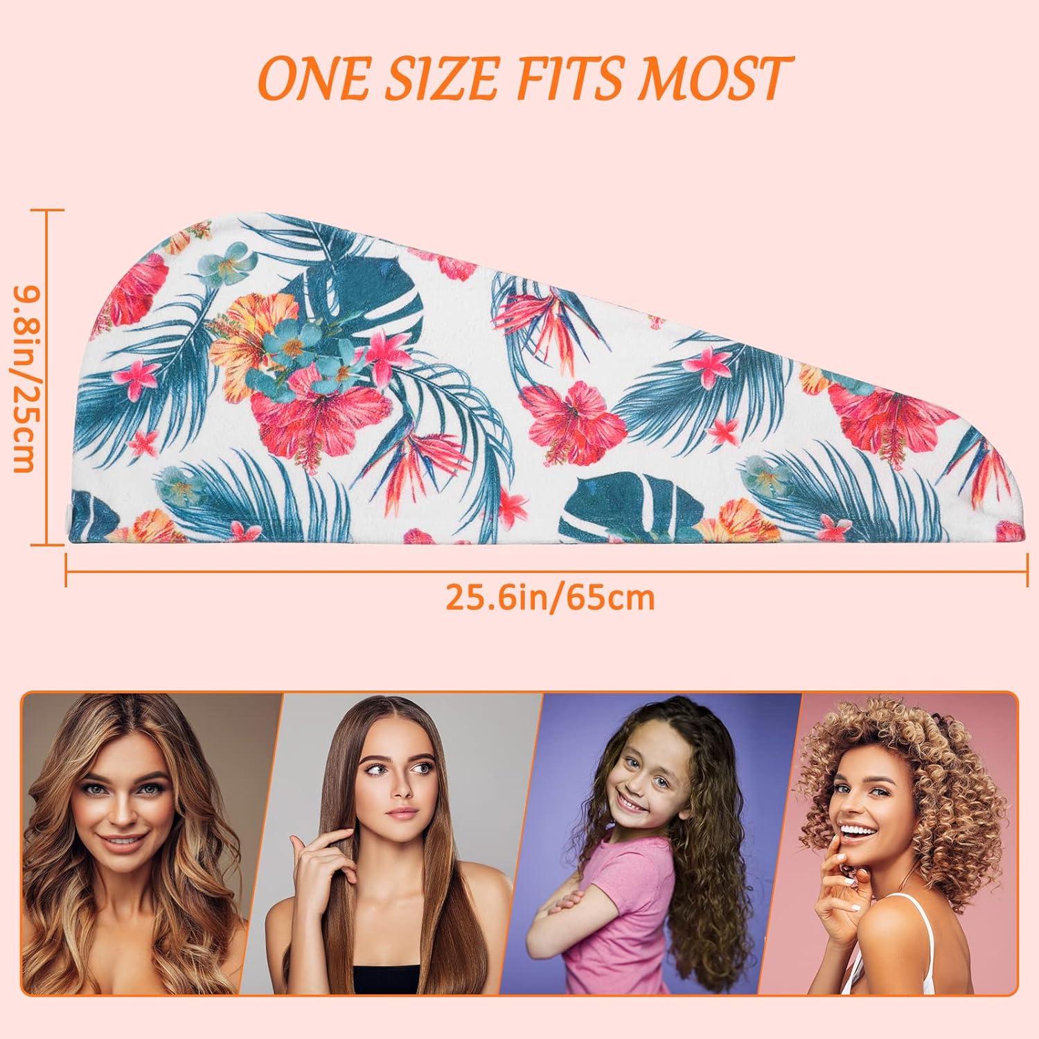 Toalla de Microfibra para Cabello AuroTrends 2Pack Floral y Palmas