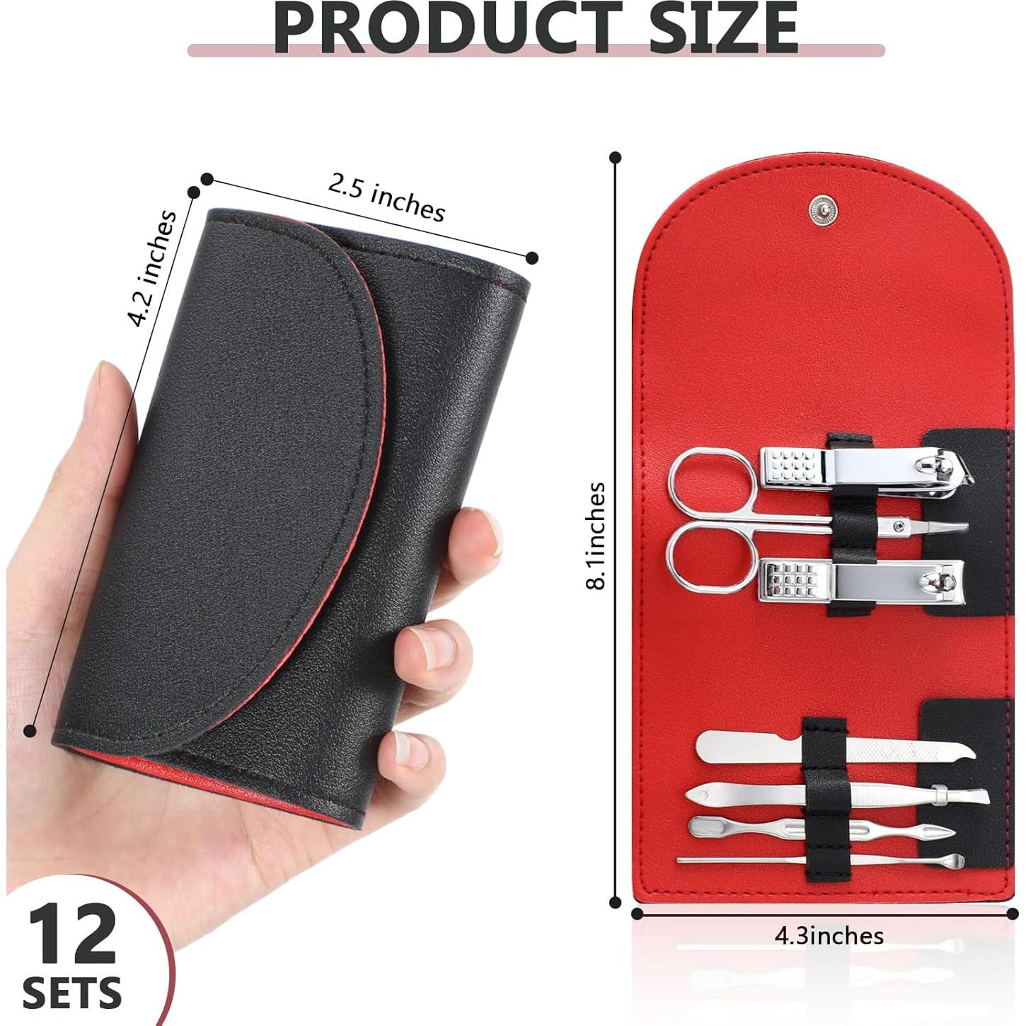 Set de Manicura 12 Piezas Lanties Acero Inoxidable Negro