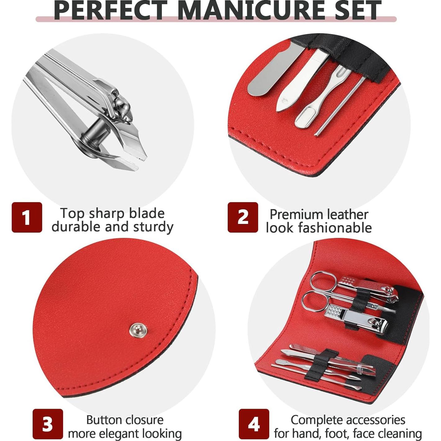 Set de Manicura 12 Piezas Lanties Acero Inoxidable Negro