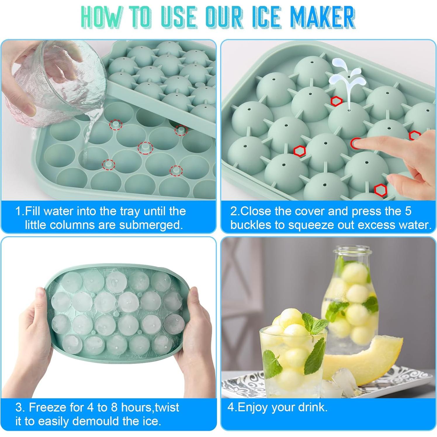 Bandeja de Hielo Silicona VVAYHUA 2 Piezas 22 Bolas Redondas