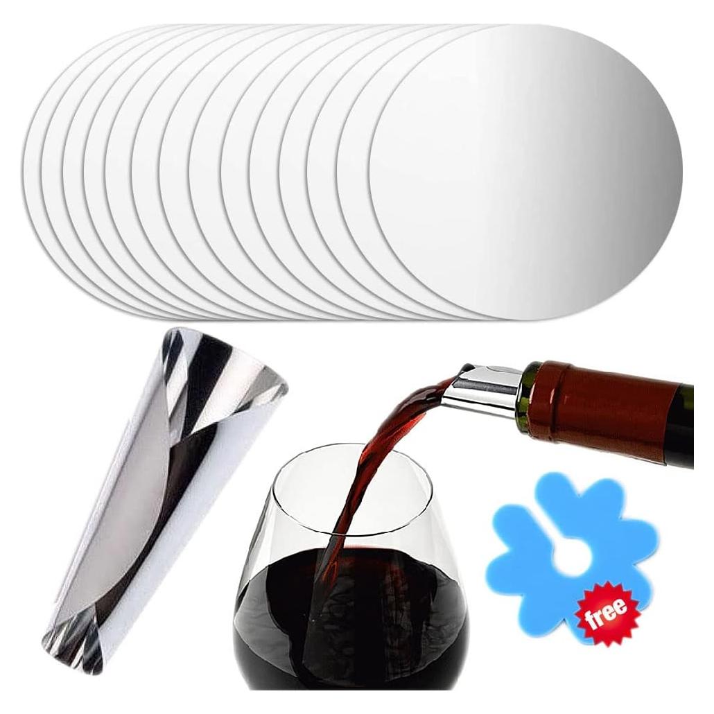 Discos Vertedores de Vino Reutilizables Trustoric 15 Pcs Plata