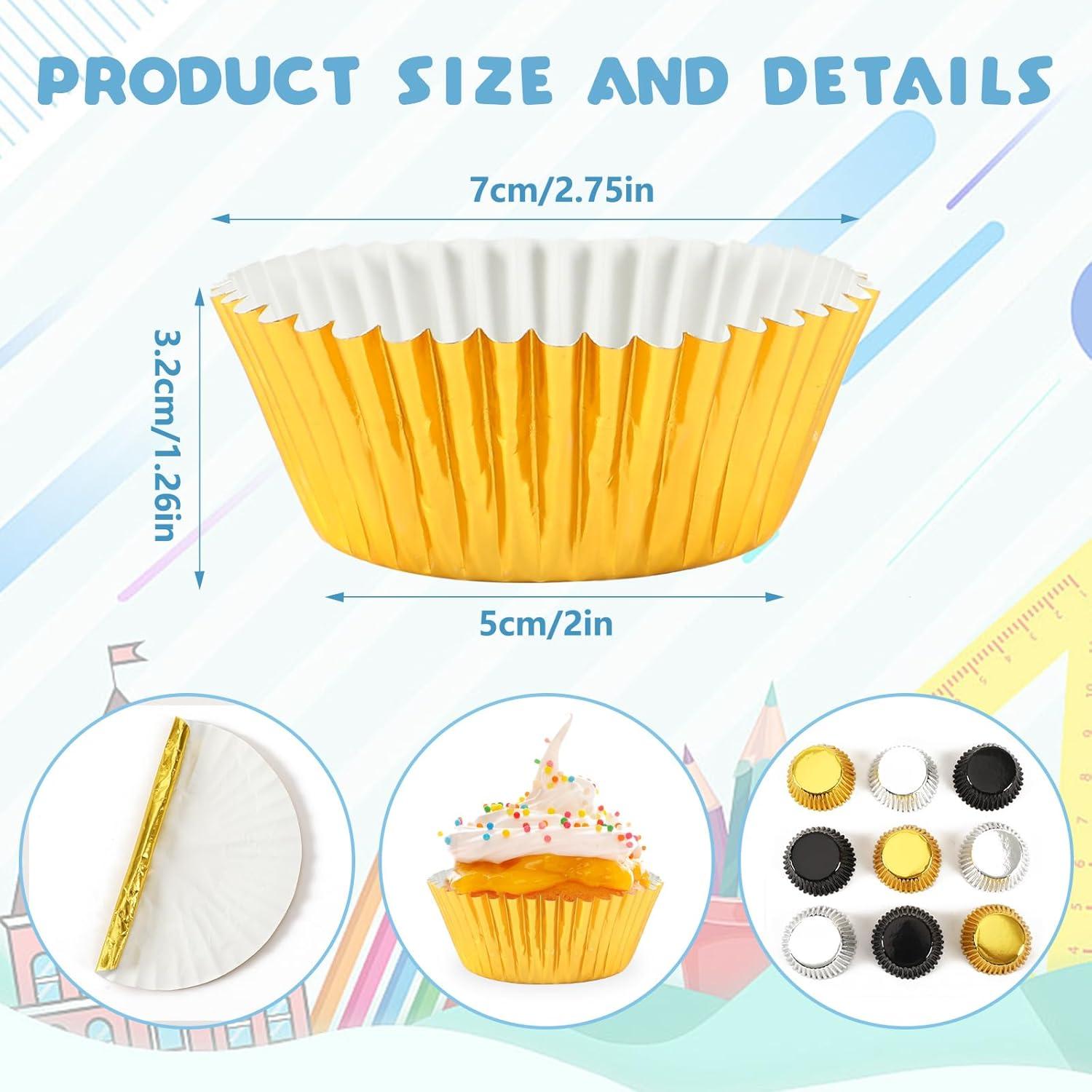 Forros de Cupcake SANNIX 450 Piezas Negro Dorado Plateado