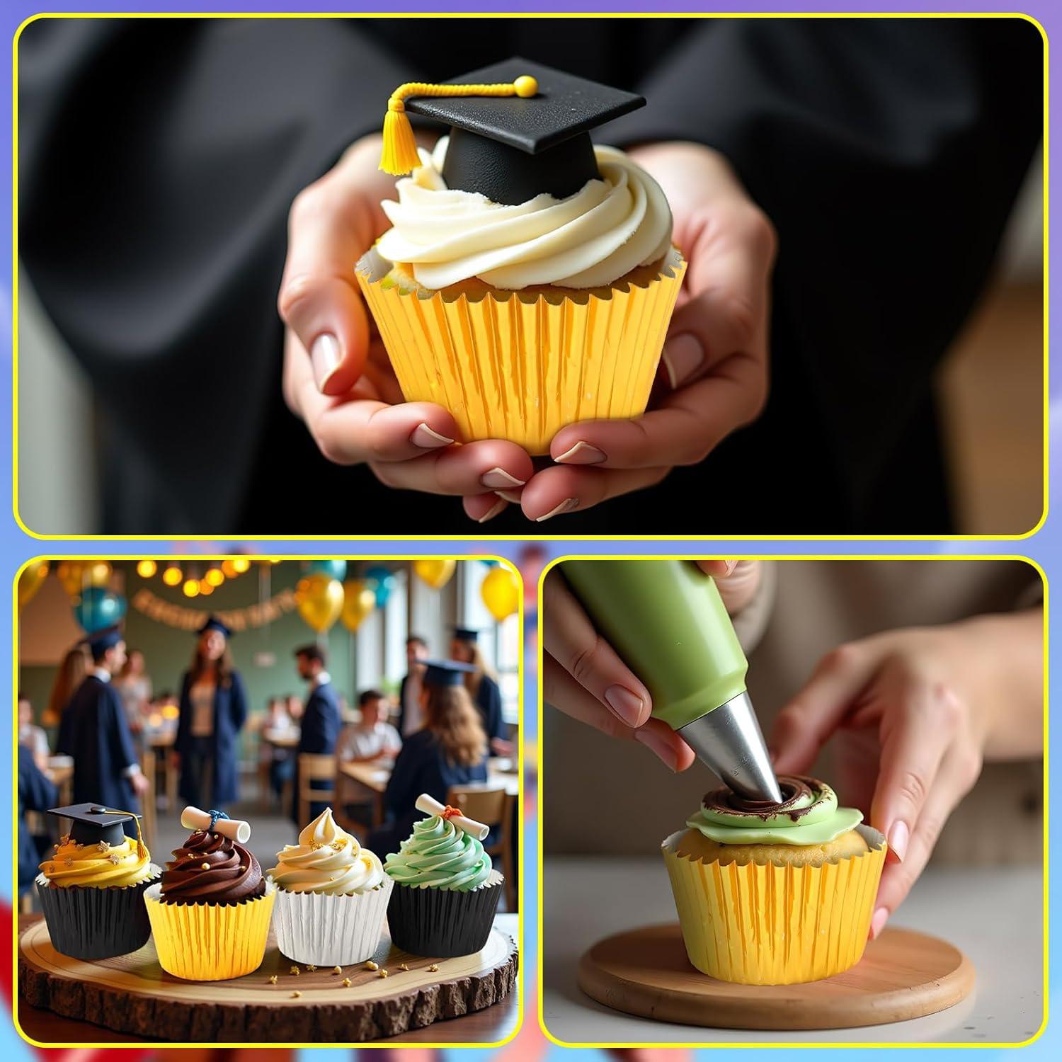 Forros de Cupcake SANNIX 450 Piezas Negro Dorado Plateado