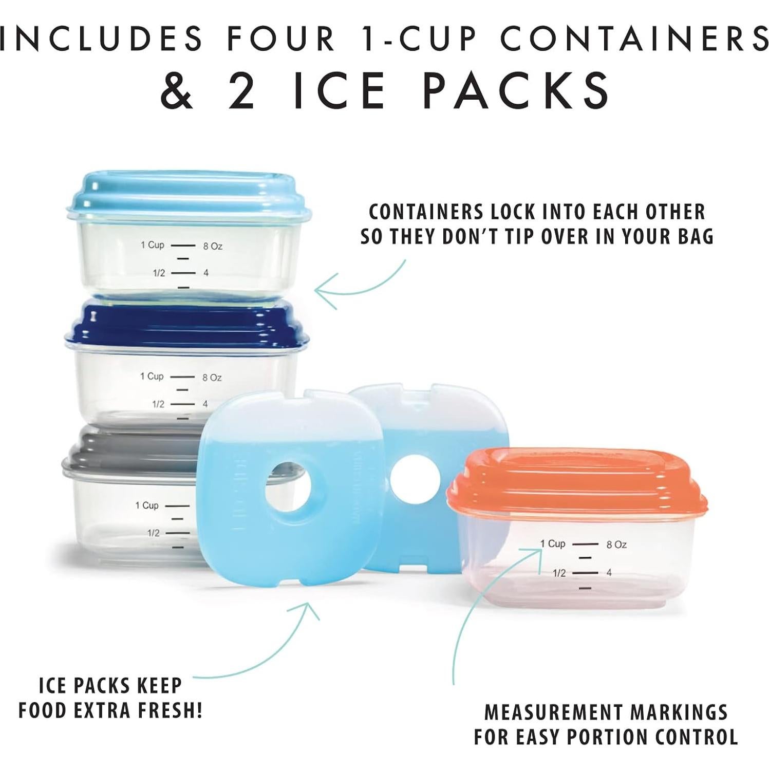 Contenedores de Plástico Fit & Fresh 4PK 8oz a Prueba de Fugas