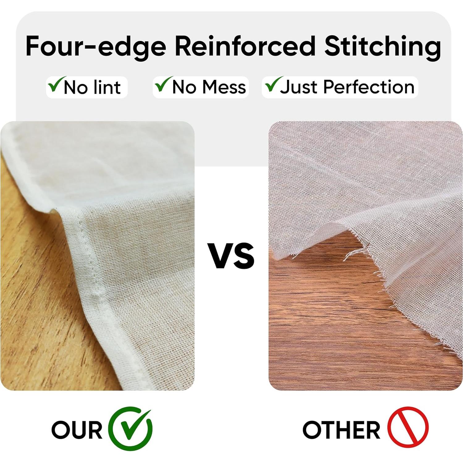 Tela de Queso Orgánica 100% Algodón Sin Blanquear 4 Pcs 20x20 cm