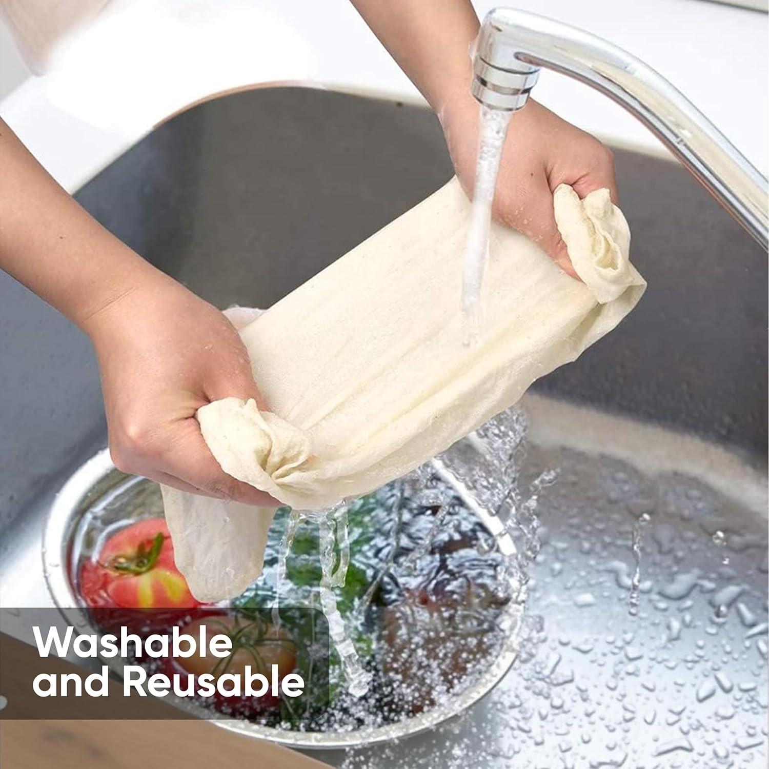 Tela de Queso Orgánica 100% Algodón Sin Blanquear 4 Pcs 20x20 cm