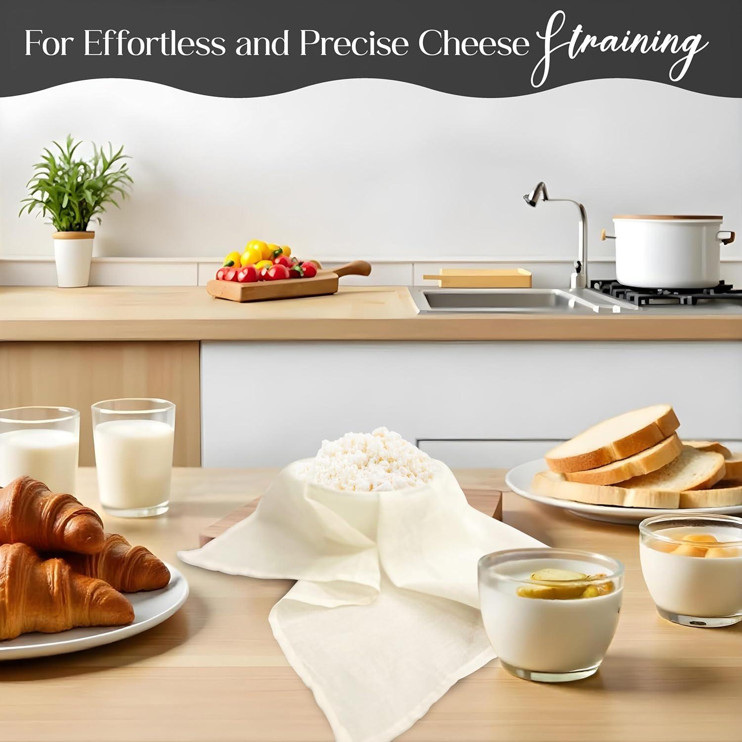 Tela de Queso Orgánica 100% Algodón Sin Blanquear 4 Pcs 20x20 cm