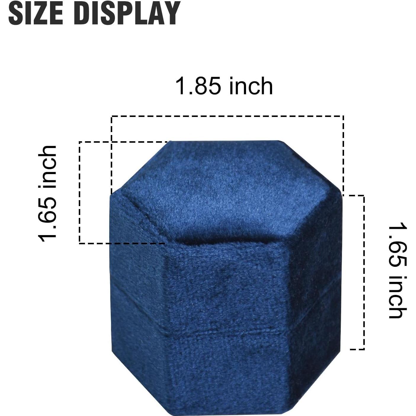 Caja de Anillo Vicoter Hexagonal Terciopelo 2 Ranuras Azul