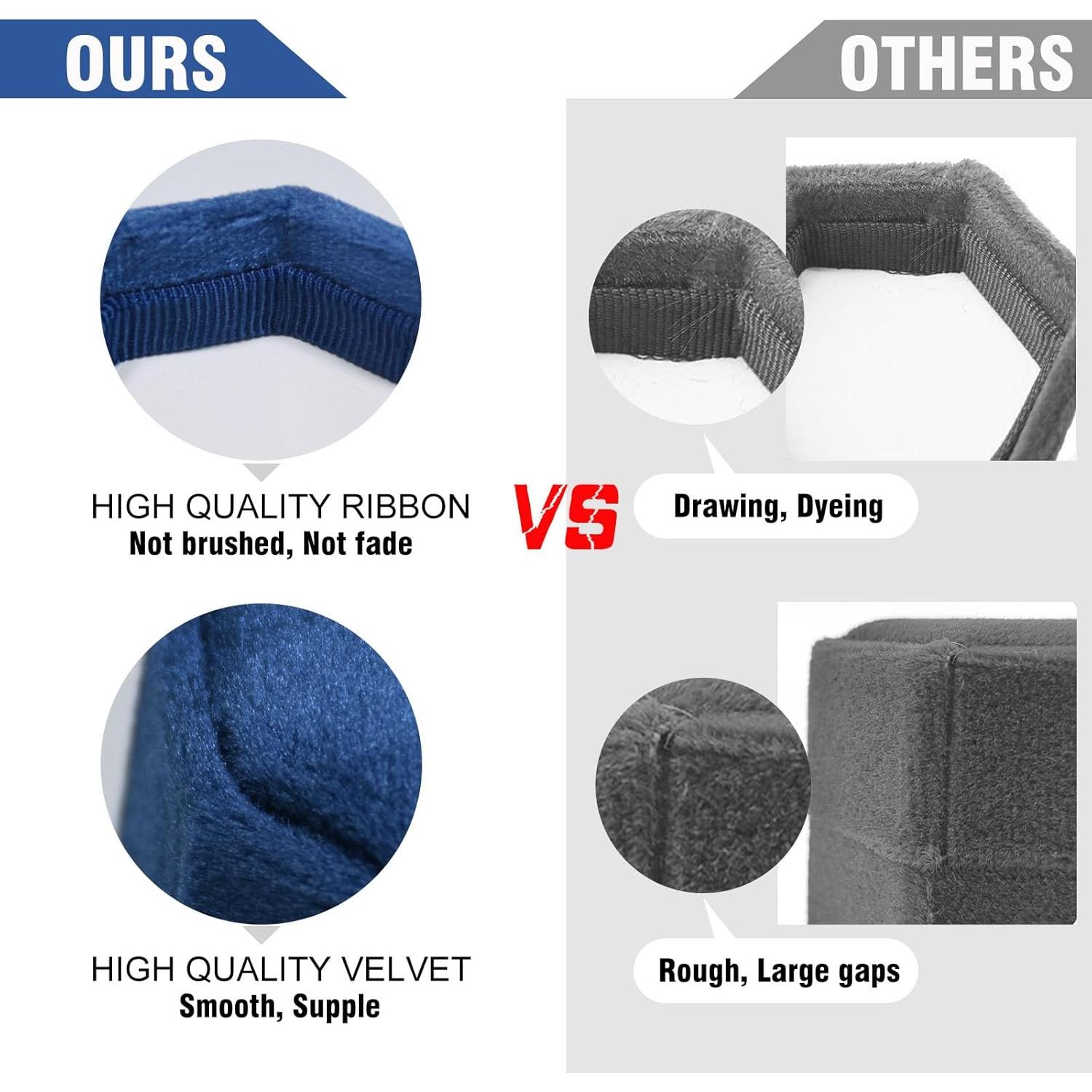 Caja de Anillo Vicoter Hexagonal Terciopelo 2 Ranuras Azul