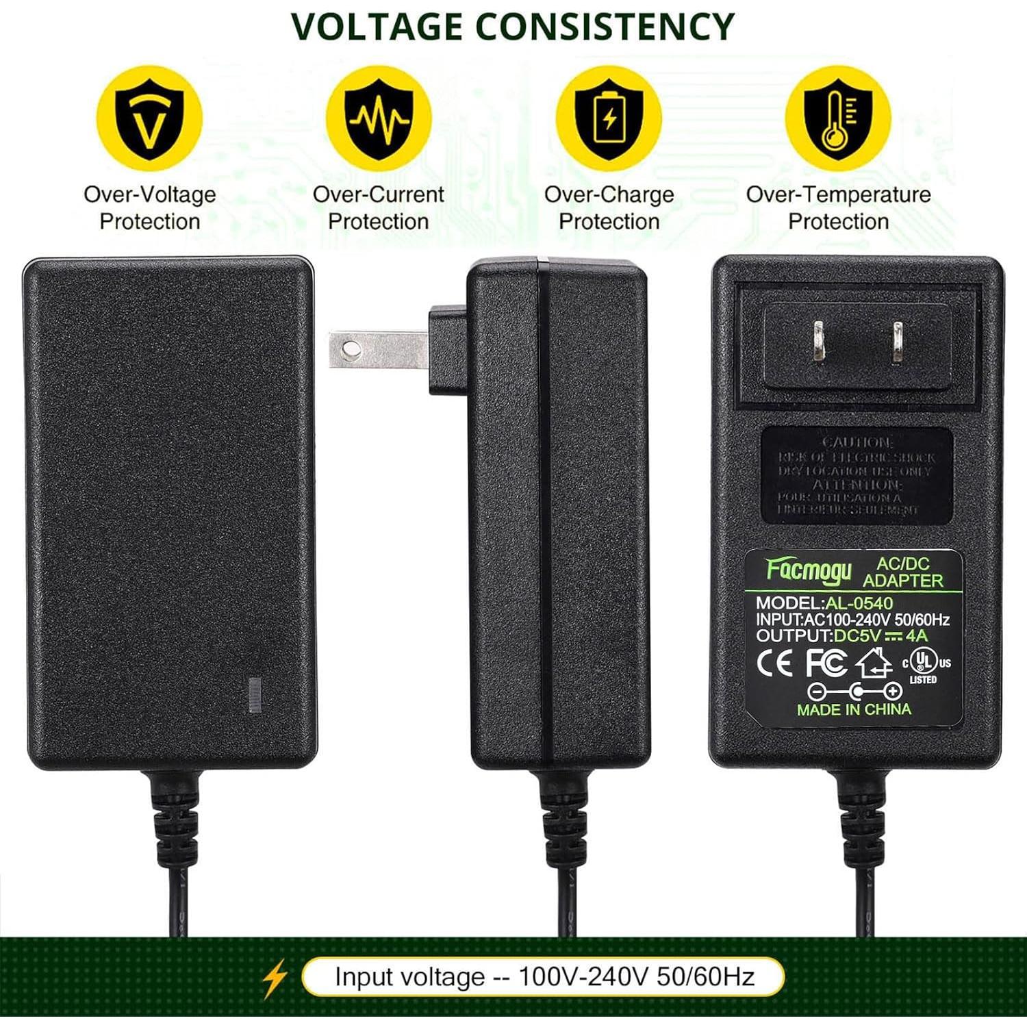 Adaptador de Corriente AC a DC 5V 4A Facmogu 20W