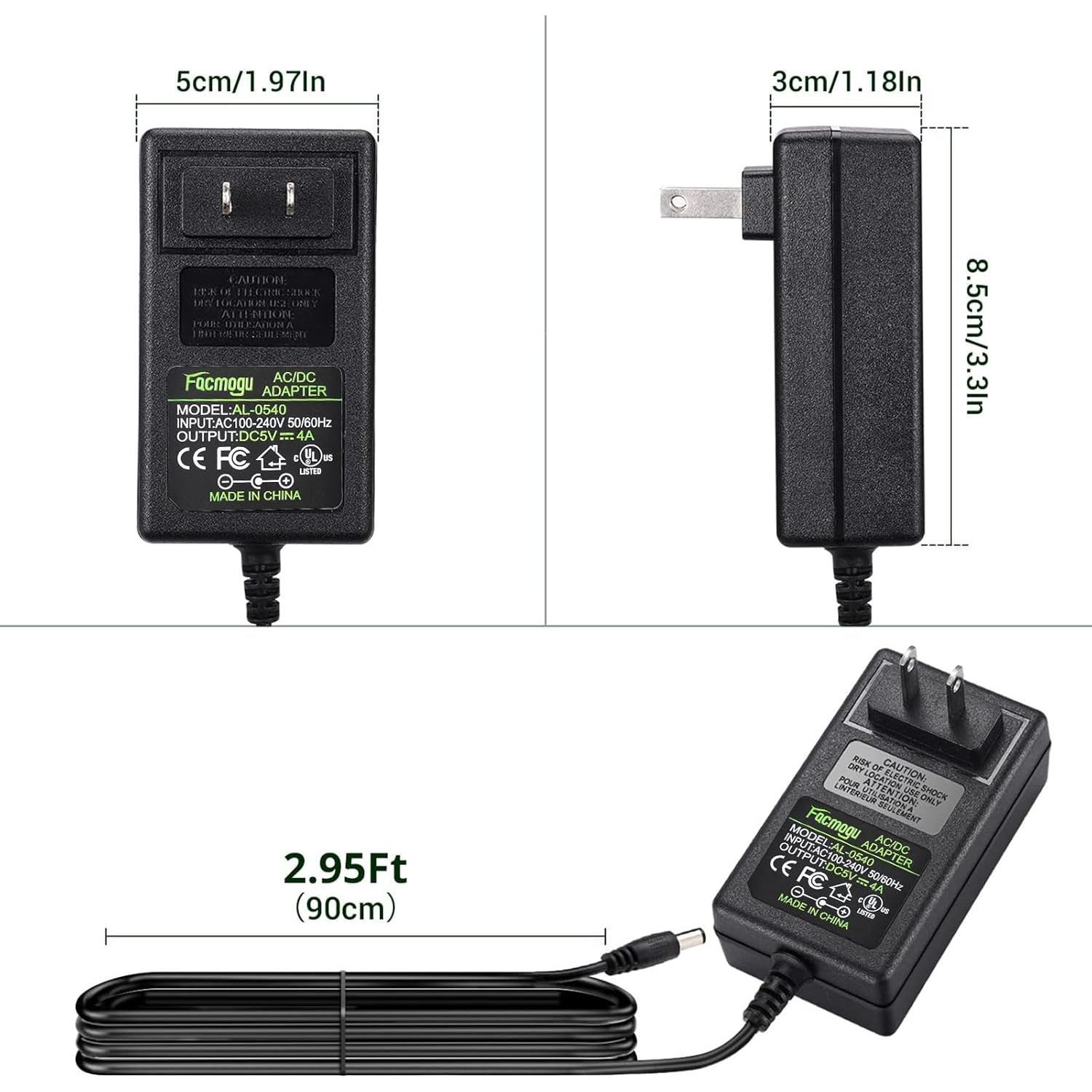 Adaptador de Corriente AC a DC 5V 4A Facmogu 20W